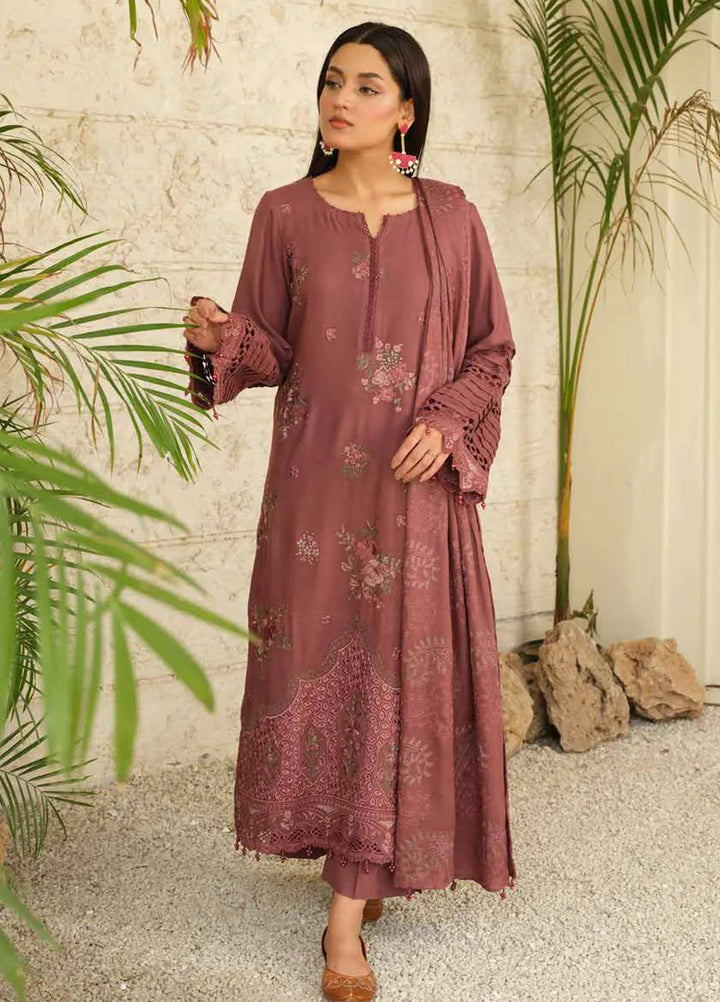 Tehzeeb by Riaz Arts Embroidered Leather Peach Suits Unstitched 3 Piece RA24ULP TL-287 - Winter Collection
