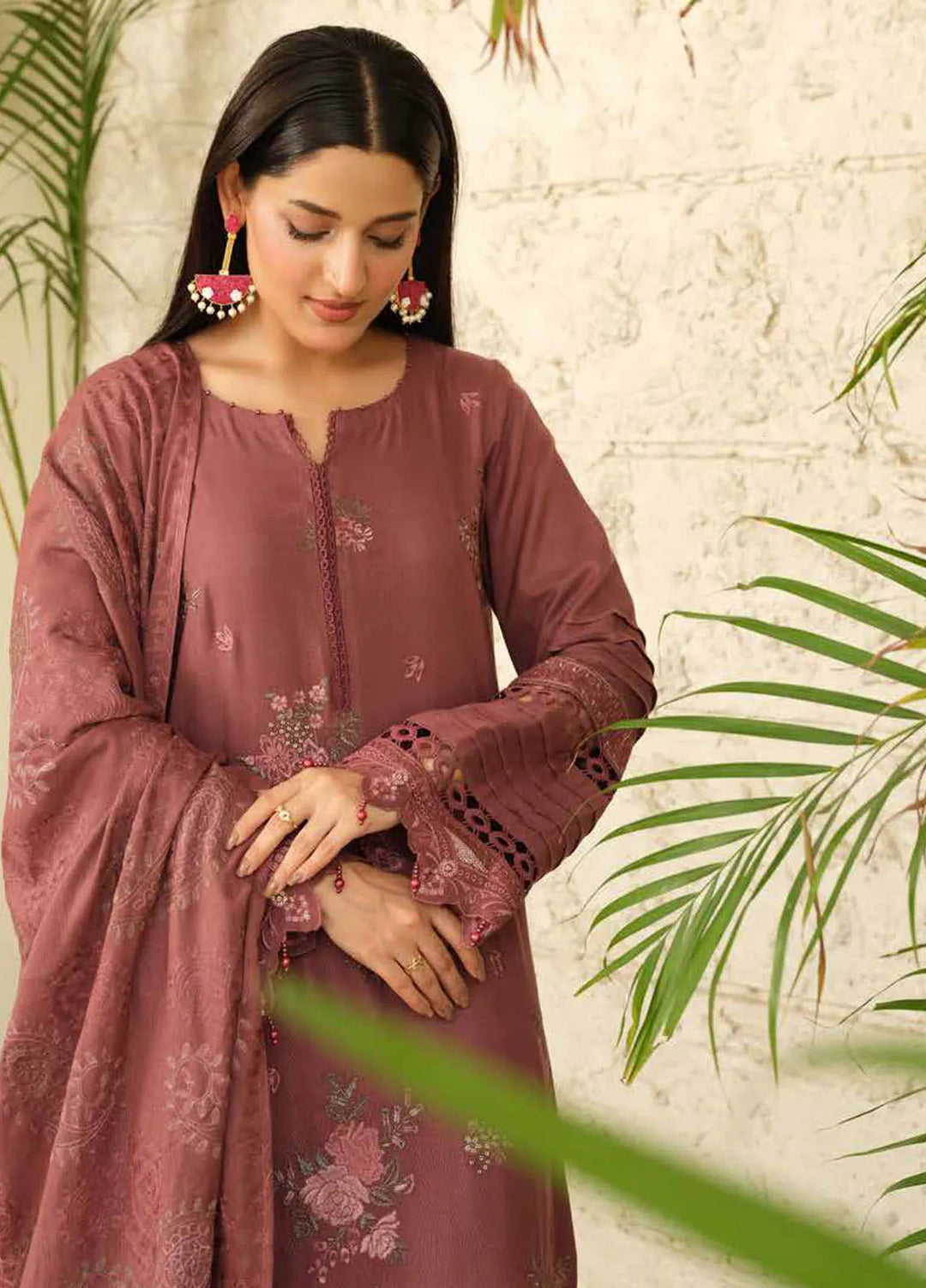 Tehzeeb by Riaz Arts Embroidered Leather Peach Suits Unstitched 3 Piece RA24ULP TL-287 - Winter Collection