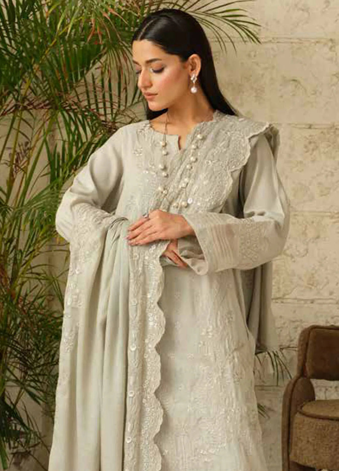 Tehzeeb by Riaz Arts Embroidered Leather Peach Suits Unstitched 3 Piece RA24ULP TL-289 - Winter Collection