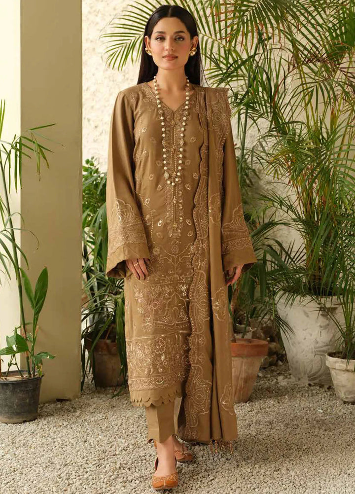 Tehzeeb by Riaz Arts Embroidered Leather Peach Suits Unstitched 3 Piece RA24ULP TL-291 - Winter Collection