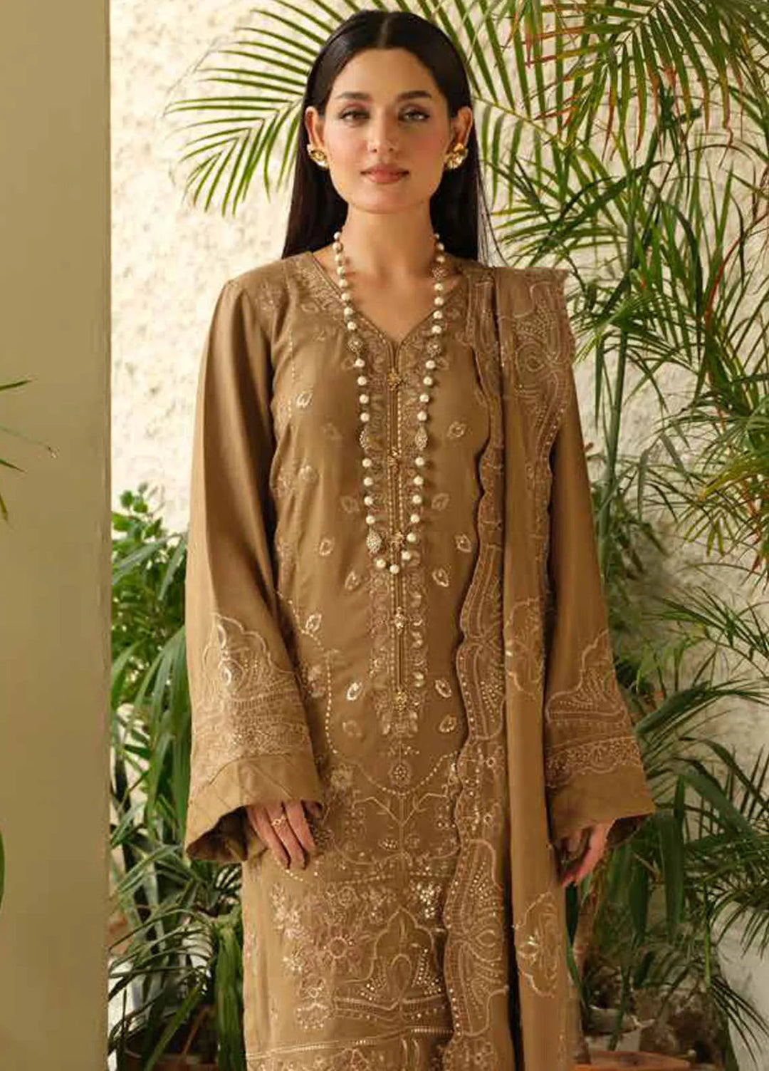 Tehzeeb by Riaz Arts Embroidered Leather Peach Suits Unstitched 3 Piece RA24ULP TL-291 - Winter Collection