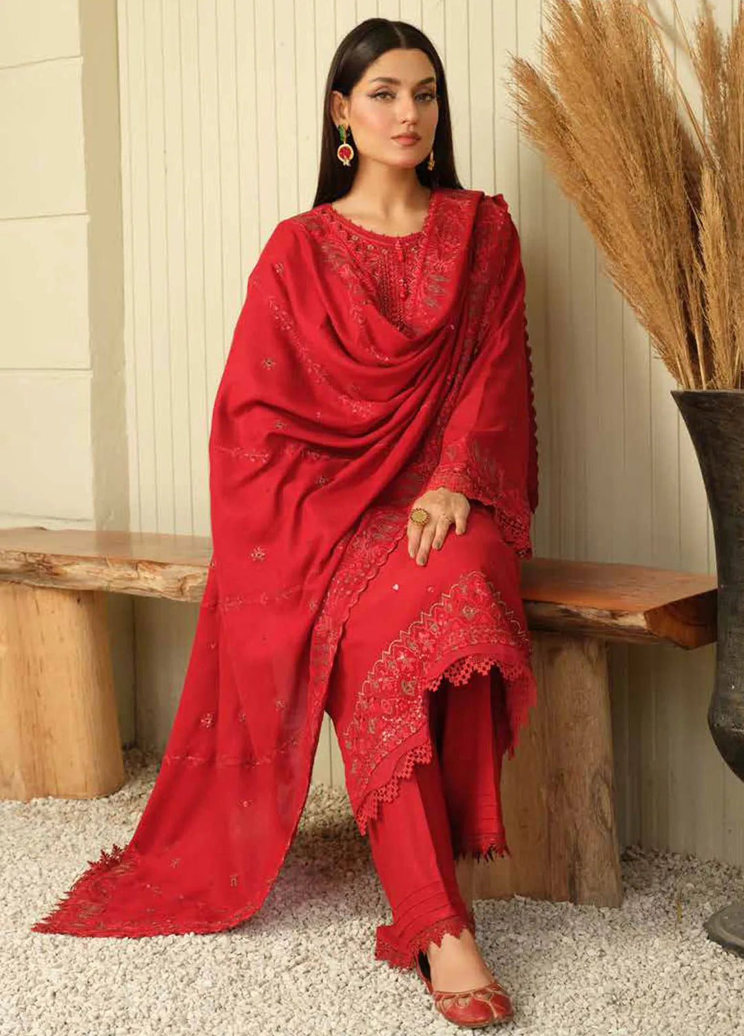 Tehzeeb by Riaz Arts Embroidered Leather Peach Suits Unstitched 3 Piece RA24ULP TL-292 - Winter Collection