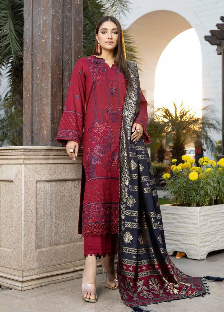 Tehzeeb By Riaz Arts Embroidered Leather Peach Suits Unstitched 3 Piece RA22TPL TL-173 - Winter Collection