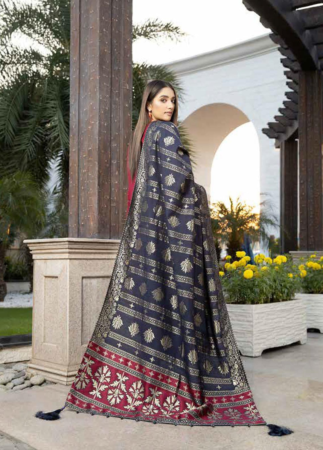 Tehzeeb By Riaz Arts Embroidered Leather Peach Suits Unstitched 3 Piece RA22TPL TL-173 - Winter Collection