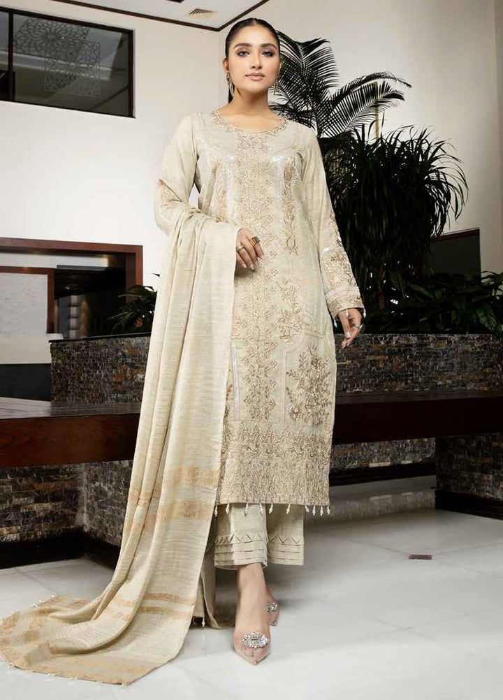 Tehzeeb By Riaz Arts Embroidered Leather Peach Suits Unstitched 3 Piece RA22TPL TL-174 - Winter Collection