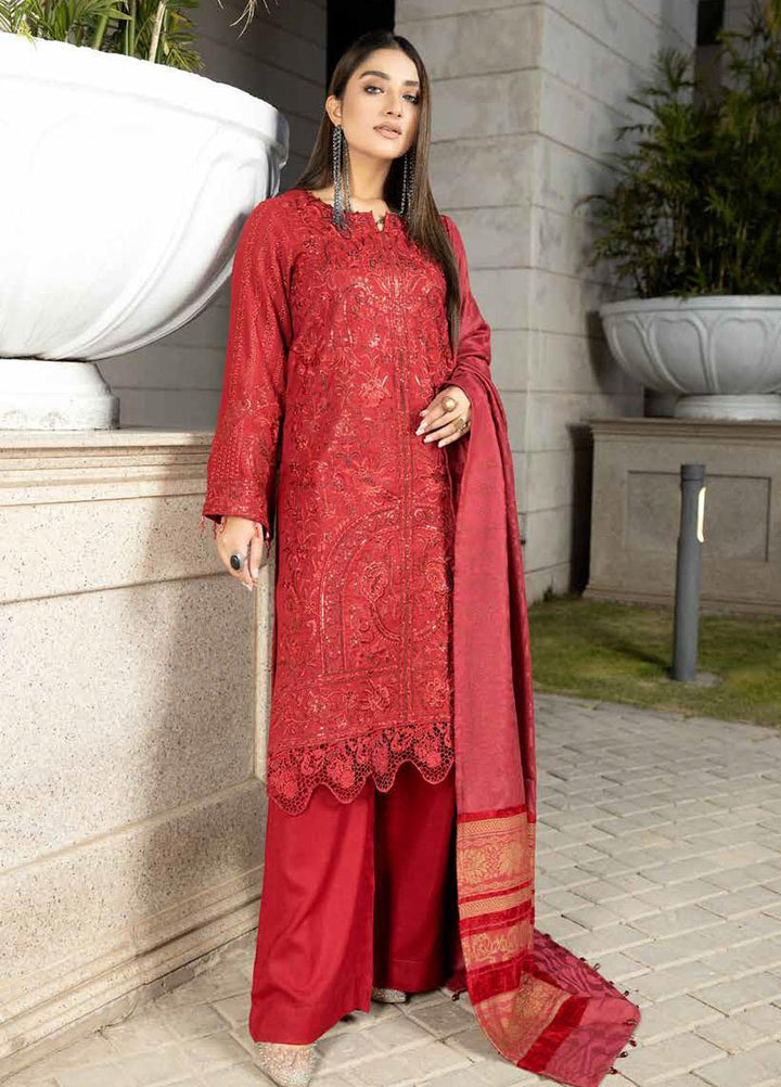 Tehzeeb By Riaz Arts Embroidered Leather Peach Suits Unstitched 3 Piece RA22TPL TL-176 - Winter Collection