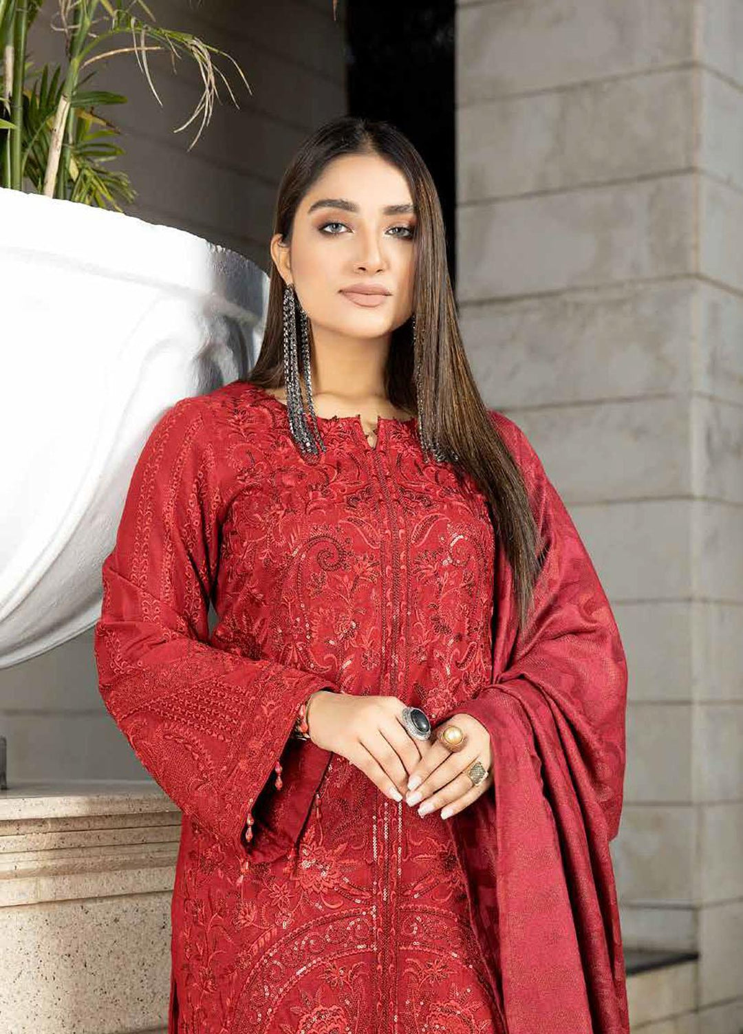 Tehzeeb By Riaz Arts Embroidered Leather Peach Suits Unstitched 3 Piece RA22TPL TL-176 - Winter Collection