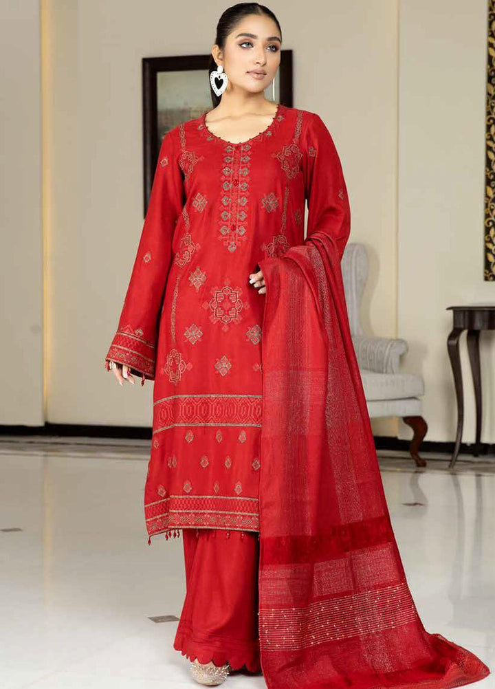 Tehzeeb By Riaz Arts Embroidered Leather Peach Suits Unstitched 3 Piece RA22TPL TL-179 - Winter Collection