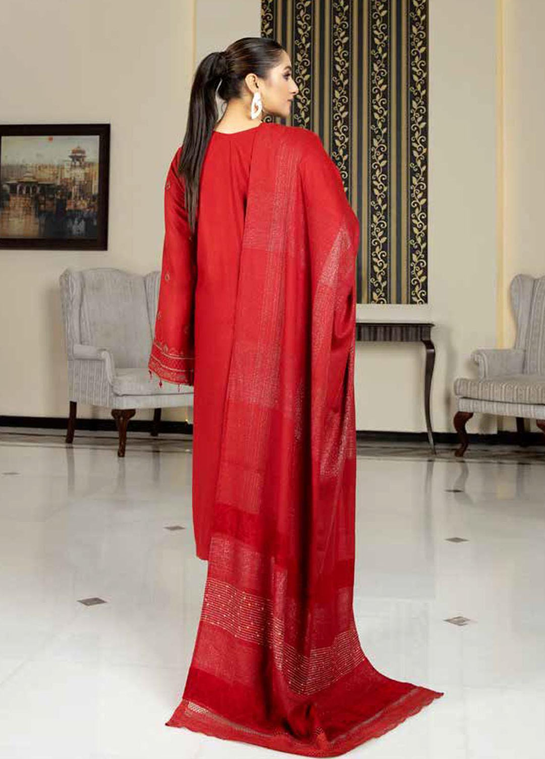 Tehzeeb By Riaz Arts Embroidered Leather Peach Suits Unstitched 3 Piece RA22TPL TL-179 - Winter Collection