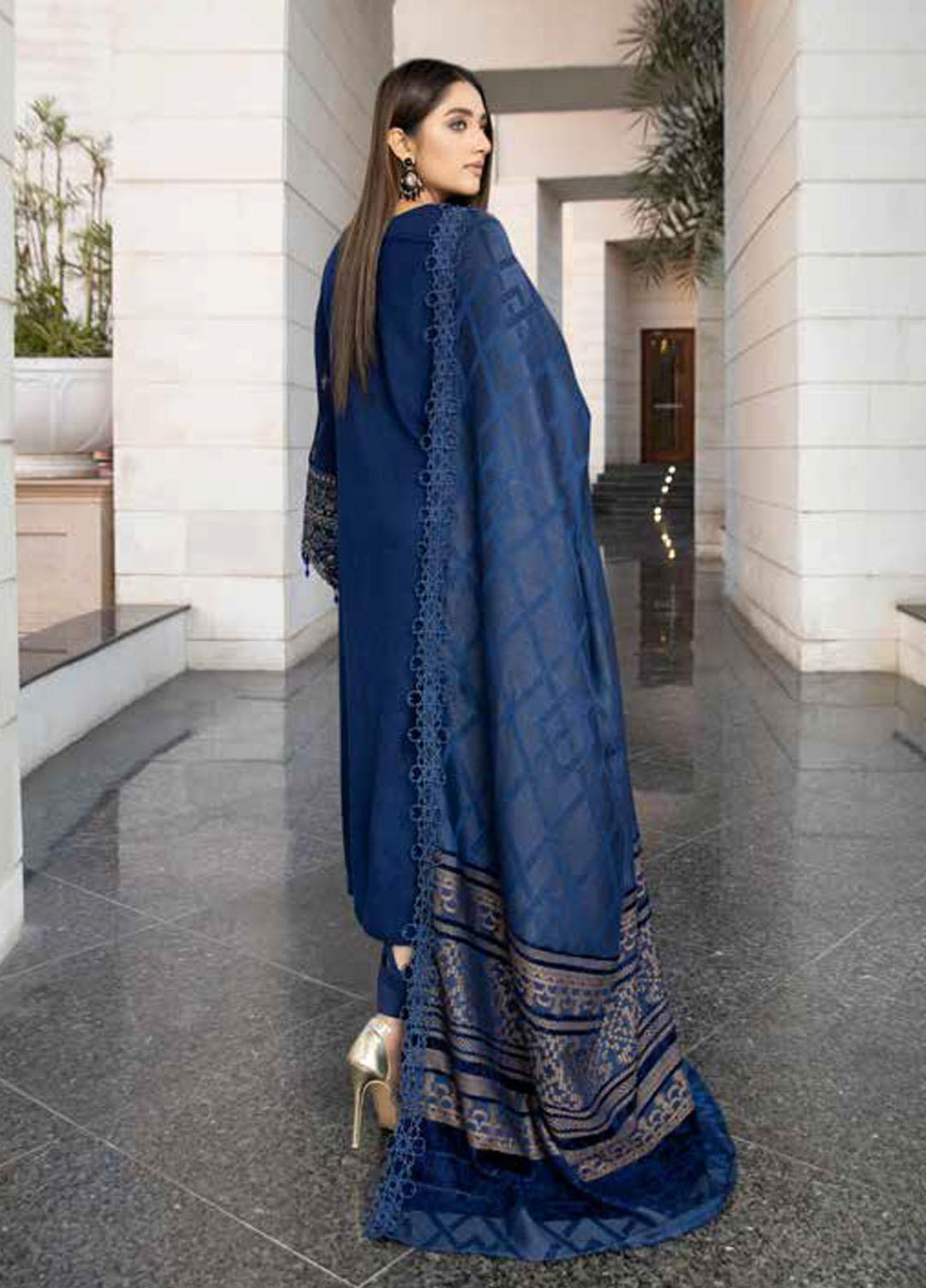 Tehzeeb By Riaz Arts Embroidered Leather Peach Suits Unstitched 3 Piece RA22TPL TL-180 - Winter Collection