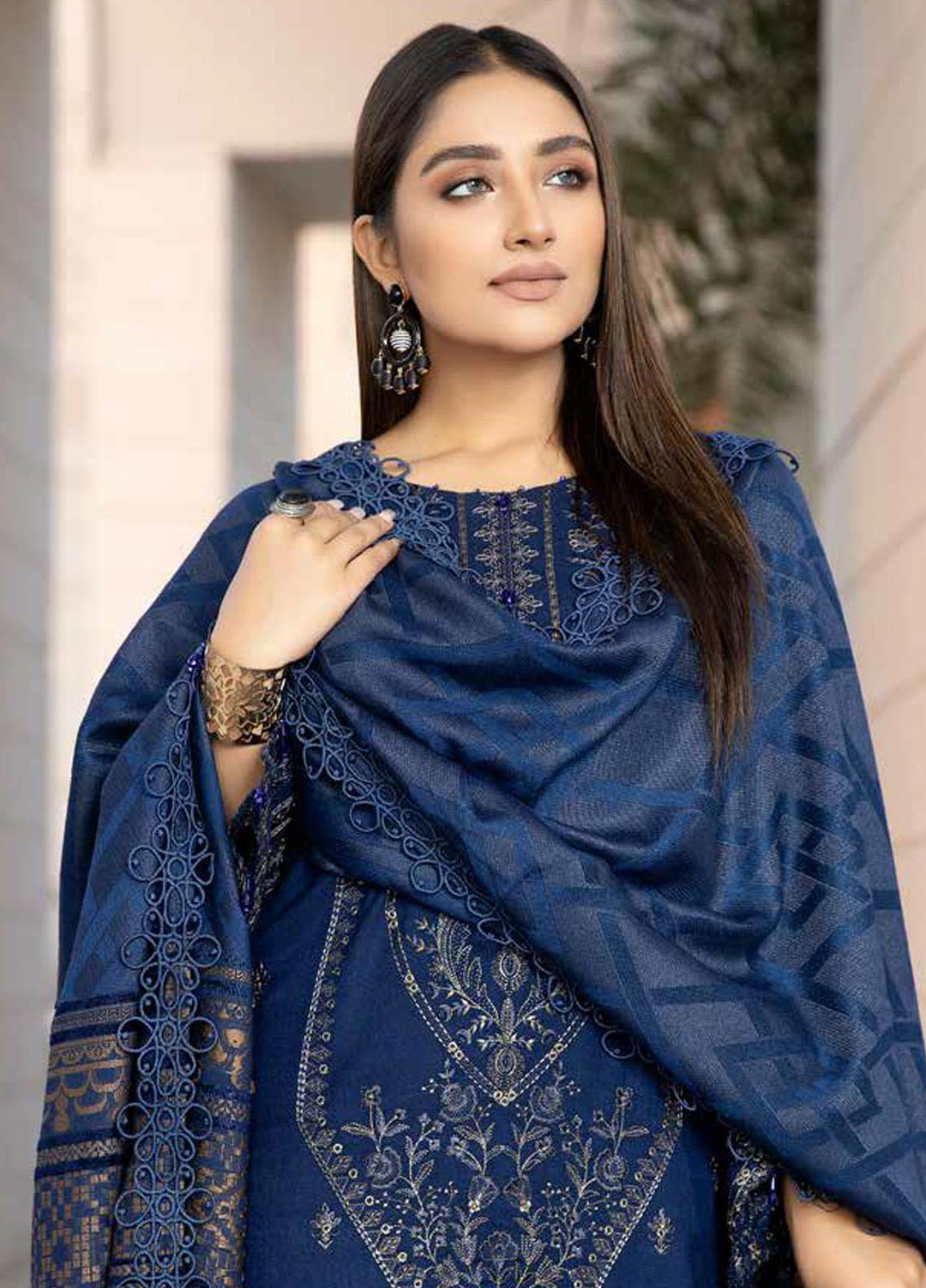 Tehzeeb By Riaz Arts Embroidered Leather Peach Suits Unstitched 3 Piece RA22TPL TL-180 - Winter Collection