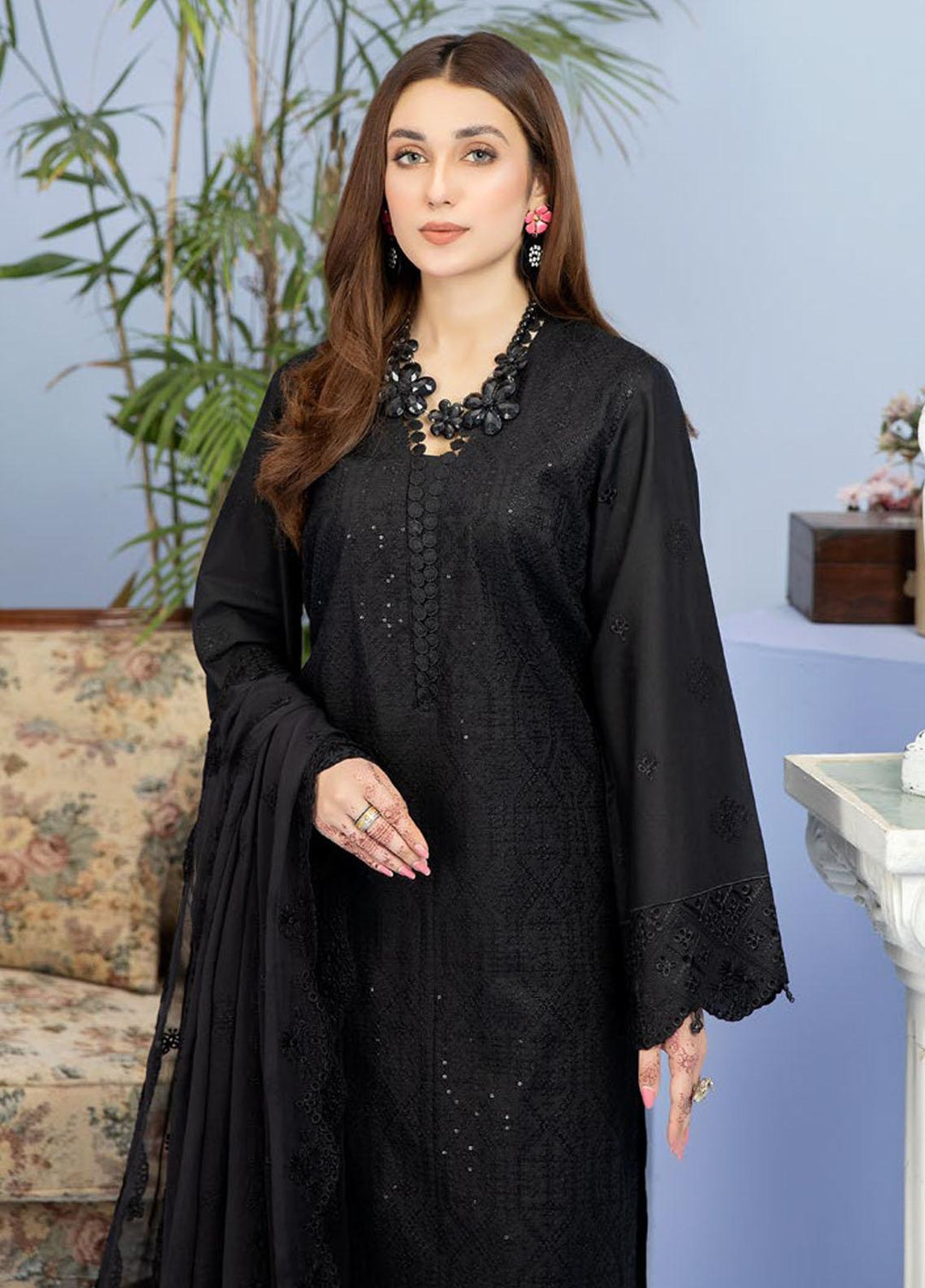 Tehzeeb By Riaz Arts Embroidered Lawn Suits Unstitched 3 Piece RA23TPL TL-49 - Summer Collection