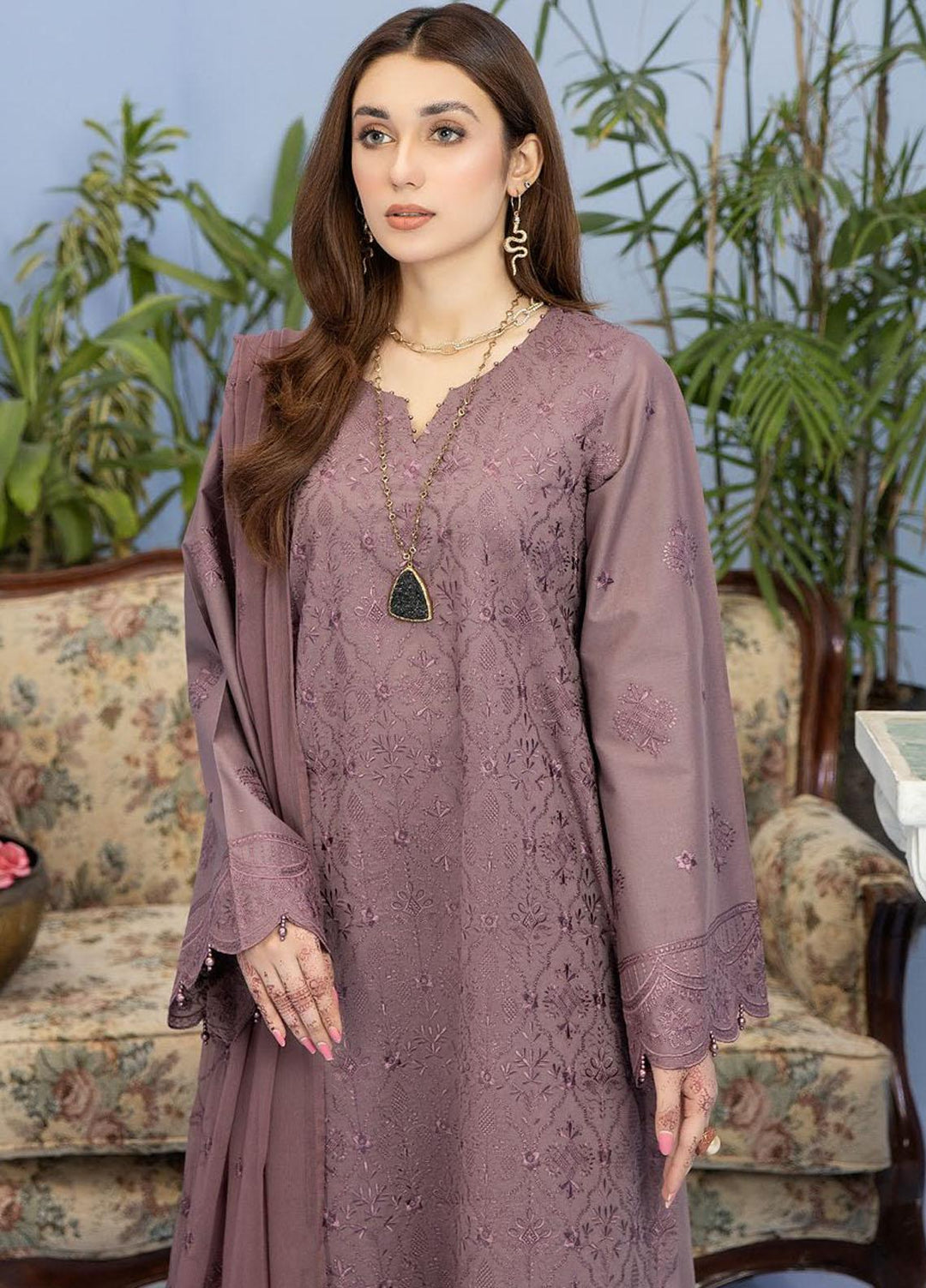 Tehzeeb By Riaz Arts Embroidered Lawn Suits Unstitched 3 Piece RA23TPL TL-50 - Summer Collection
