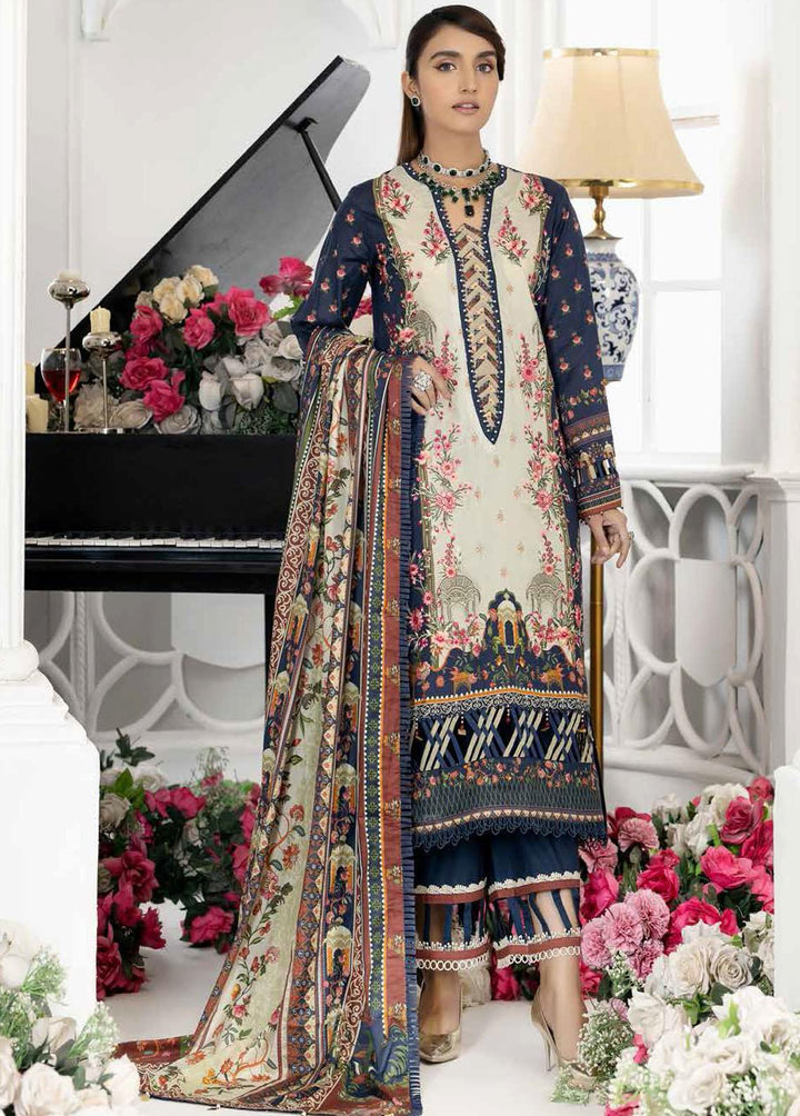 Tehzeeb By Riaz Arts Embroidered Lawn Suits Unstitched 3 Piece RA22T TL-02 - Luxury Collection