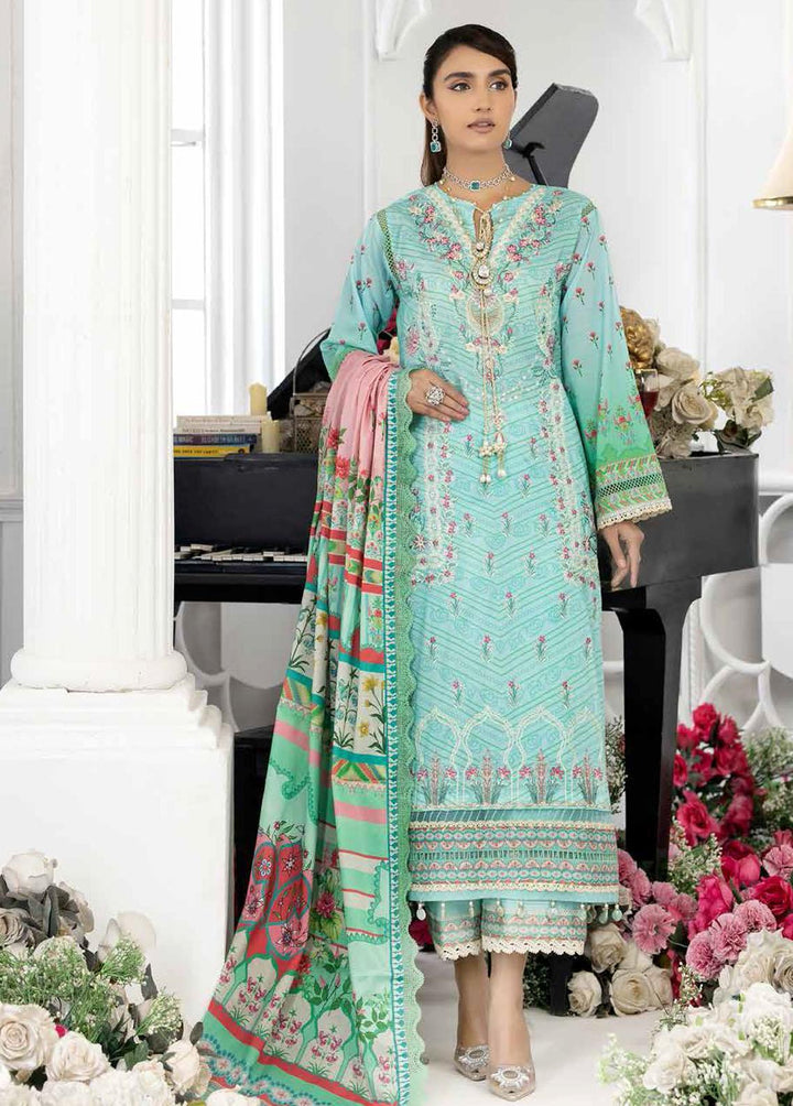Tehzeeb By Riaz Arts Embroidered Lawn Suits Unstitched 3 Piece RA22T TL-08 - Luxury Collection