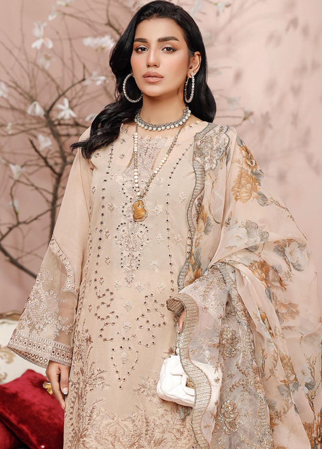 Tehzeeb By Riaz Arts Embroidered Swiss Voile Suits Unstitched 3 Piece RS23TS TL-10 - Summer Collection
