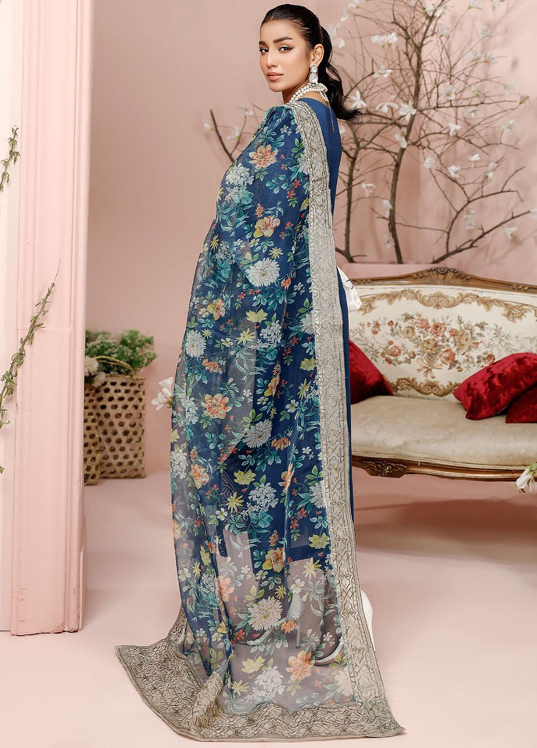 Tehzeeb By Riaz Arts Embroidered Swiss Voile Suits Unstitched 3 Piece RS23TS TL-11 - Summer Collection