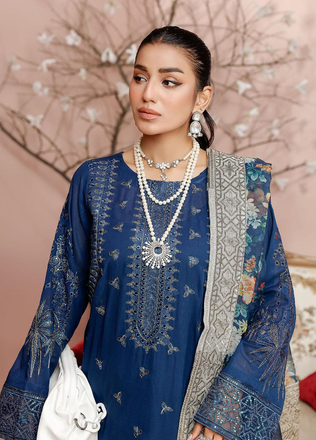 Tehzeeb By Riaz Arts Embroidered Swiss Voile Suits Unstitched 3 Piece RS23TS TL-11 - Summer Collection