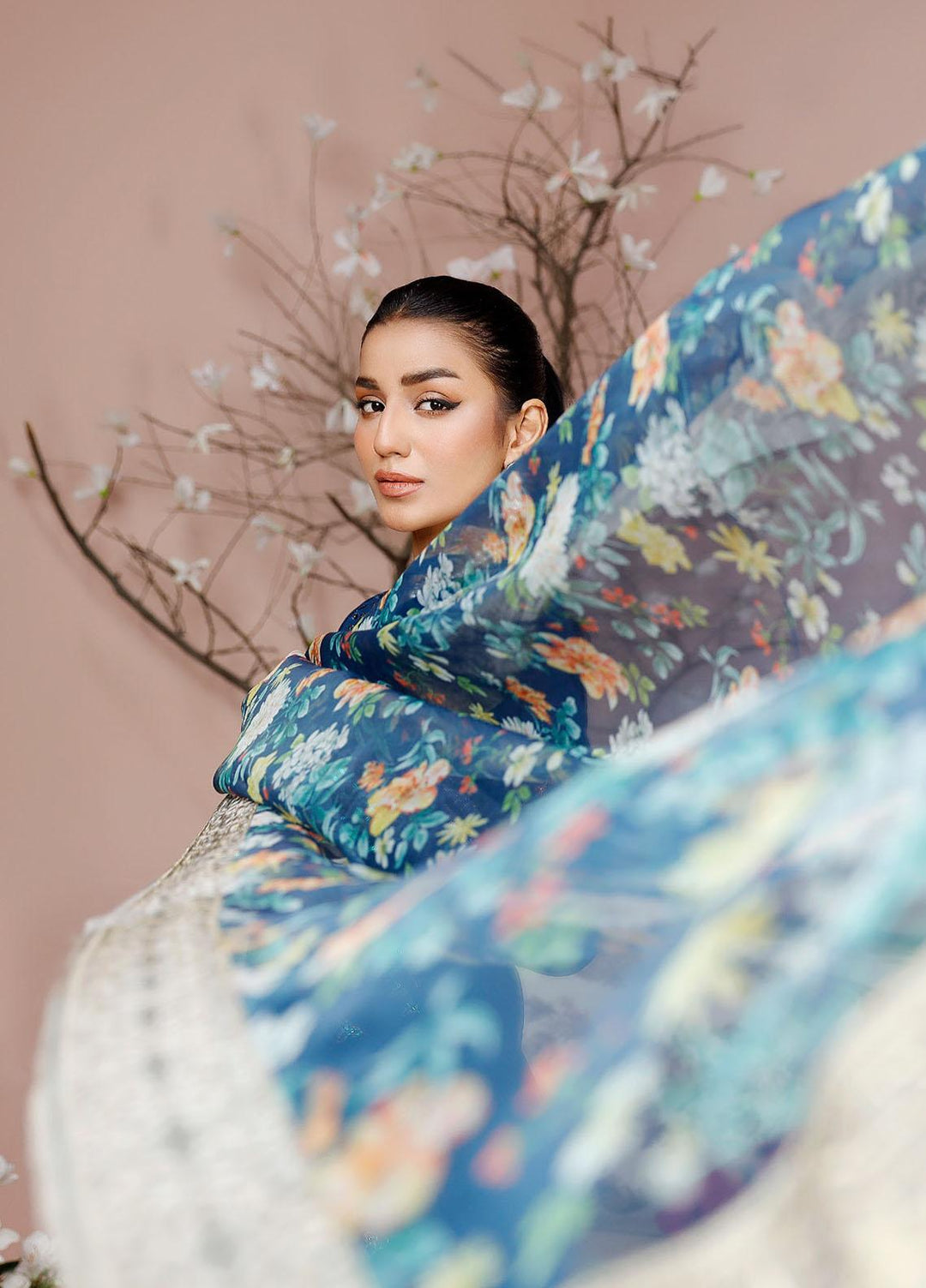 Tehzeeb By Riaz Arts Embroidered Swiss Voile Suits Unstitched 3 Piece RS23TS TL-11 - Summer Collection