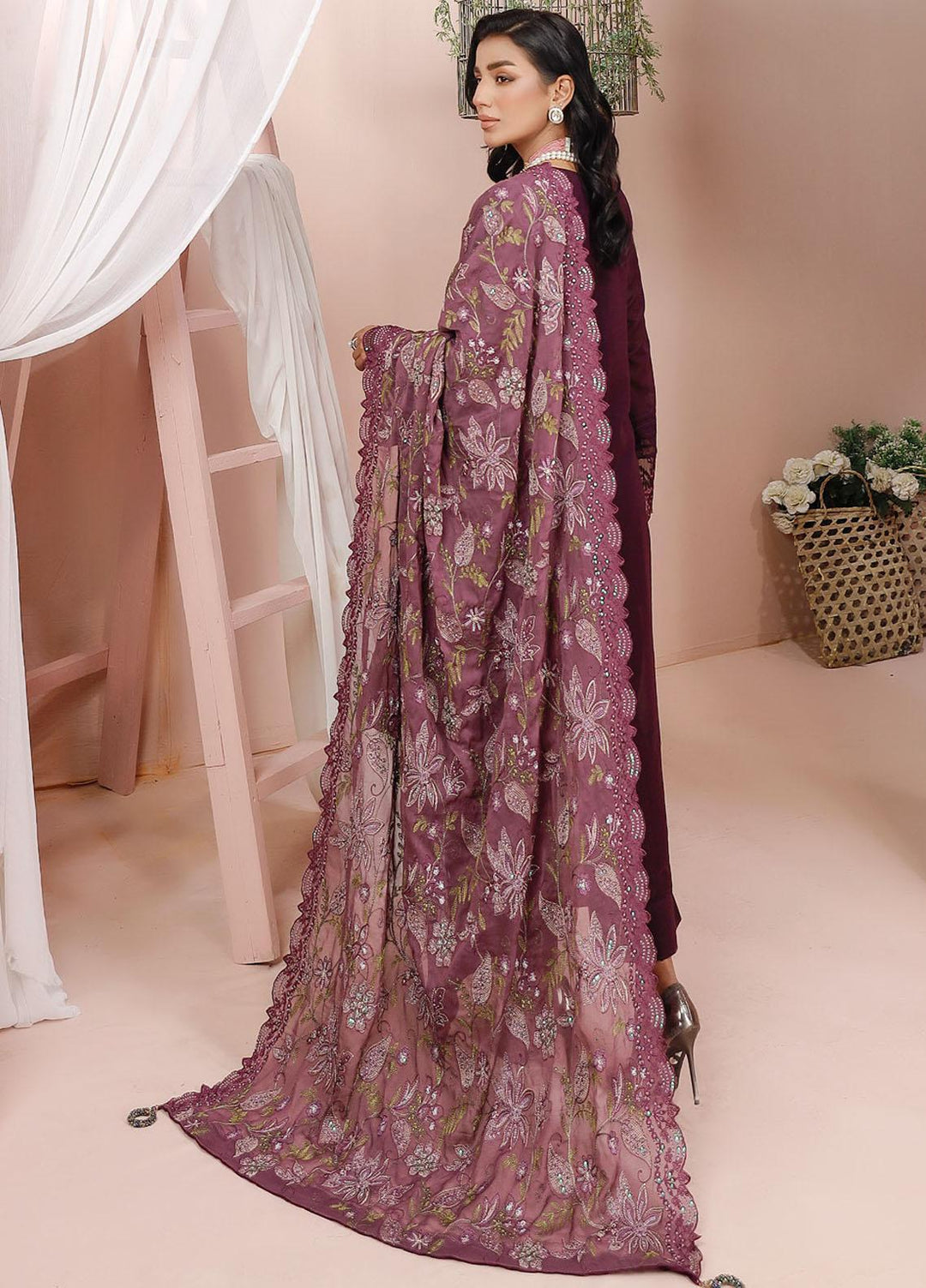 Tehzeeb By Riaz Arts Embroidered Swiss Voile Suits Unstitched 3 Piece RS23TS TL-12 - Summer Collection