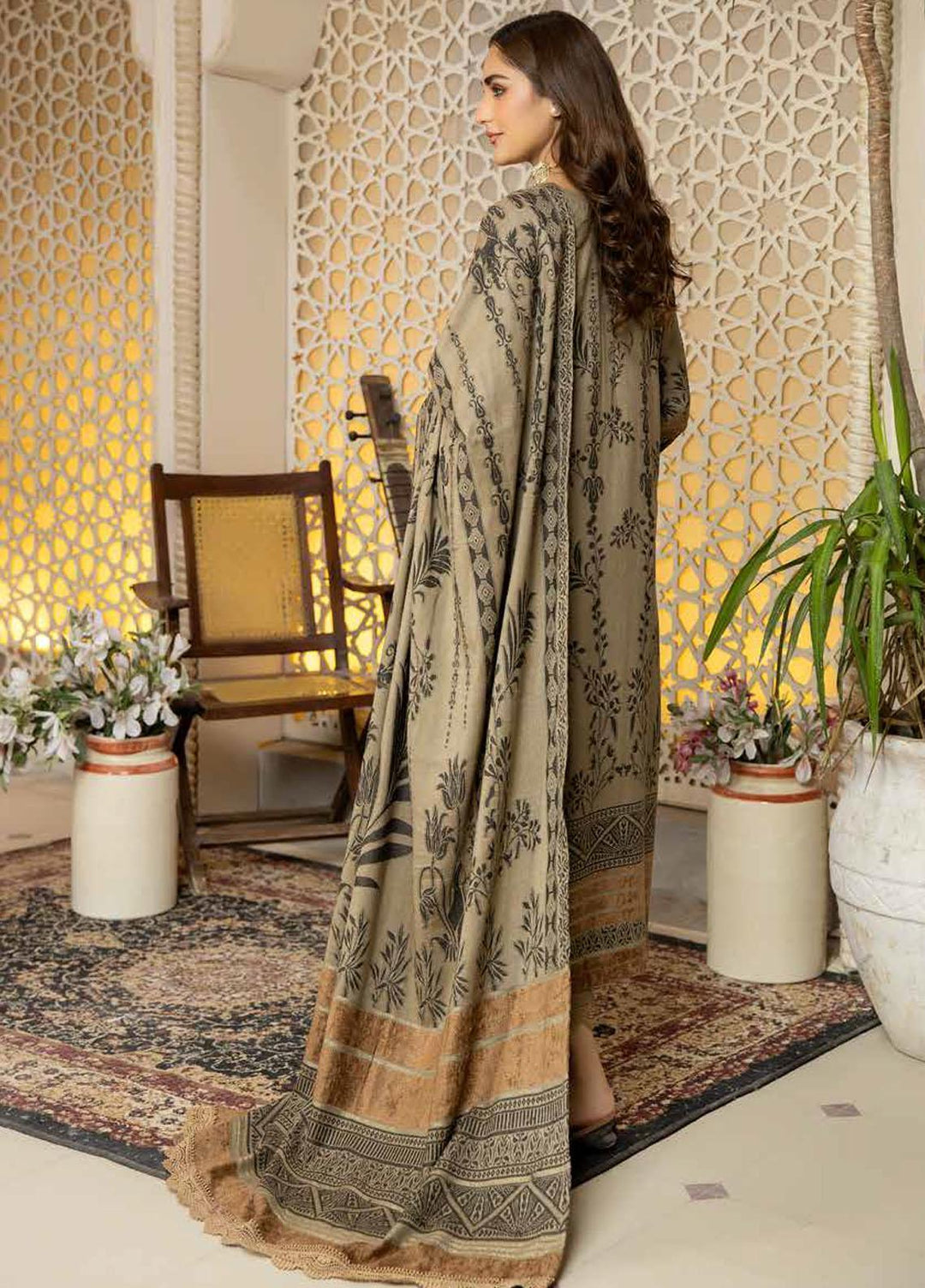 Tehzeeb by Riaz Arts Jacquard Leather Peach Suits Unstitched 3 Piece RA22TVJ TL-41 - Winter Collection