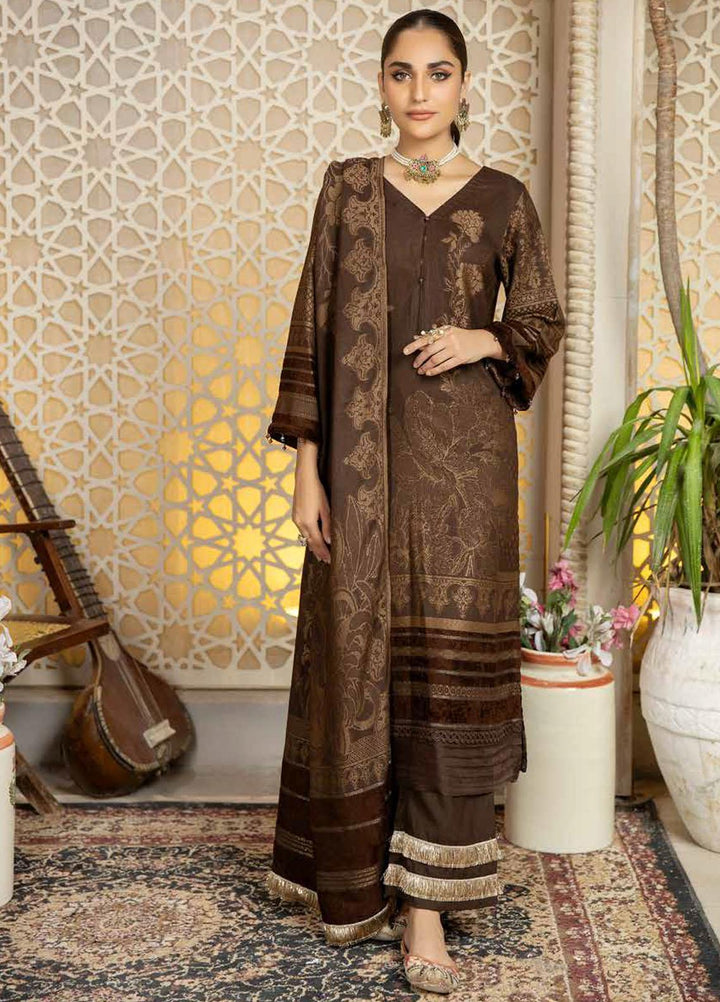 Tehzeeb by Riaz Arts Jacquard Leather Peach Suits Unstitched 3 Piece RA22TVJ TL-43 - Winter Collection