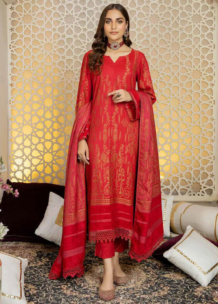 Tehzeeb by Riaz Arts Jacquard Leather Peach Suits Unstitched 3 Piece RA22TVJ TL-44 - Winter Collection