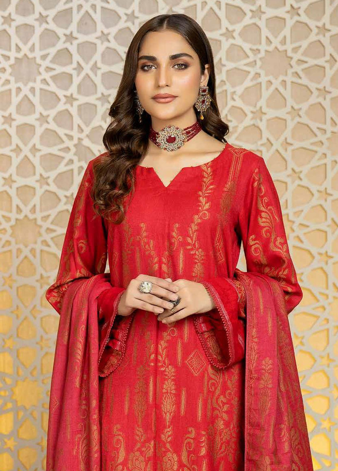 Tehzeeb by Riaz Arts Jacquard Leather Peach Suits Unstitched 3 Piece RA22TVJ TL-44 - Winter Collection