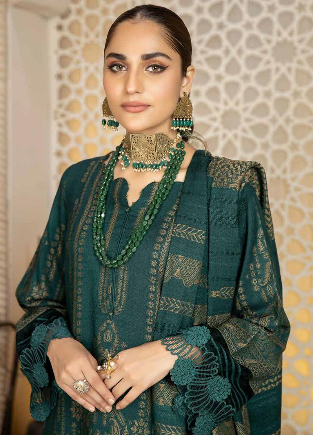 Tehzeeb by Riaz Arts Jacquard Leather Peach Suits Unstitched 3 Piece RA22TVJ TL-47 - Winter Collection