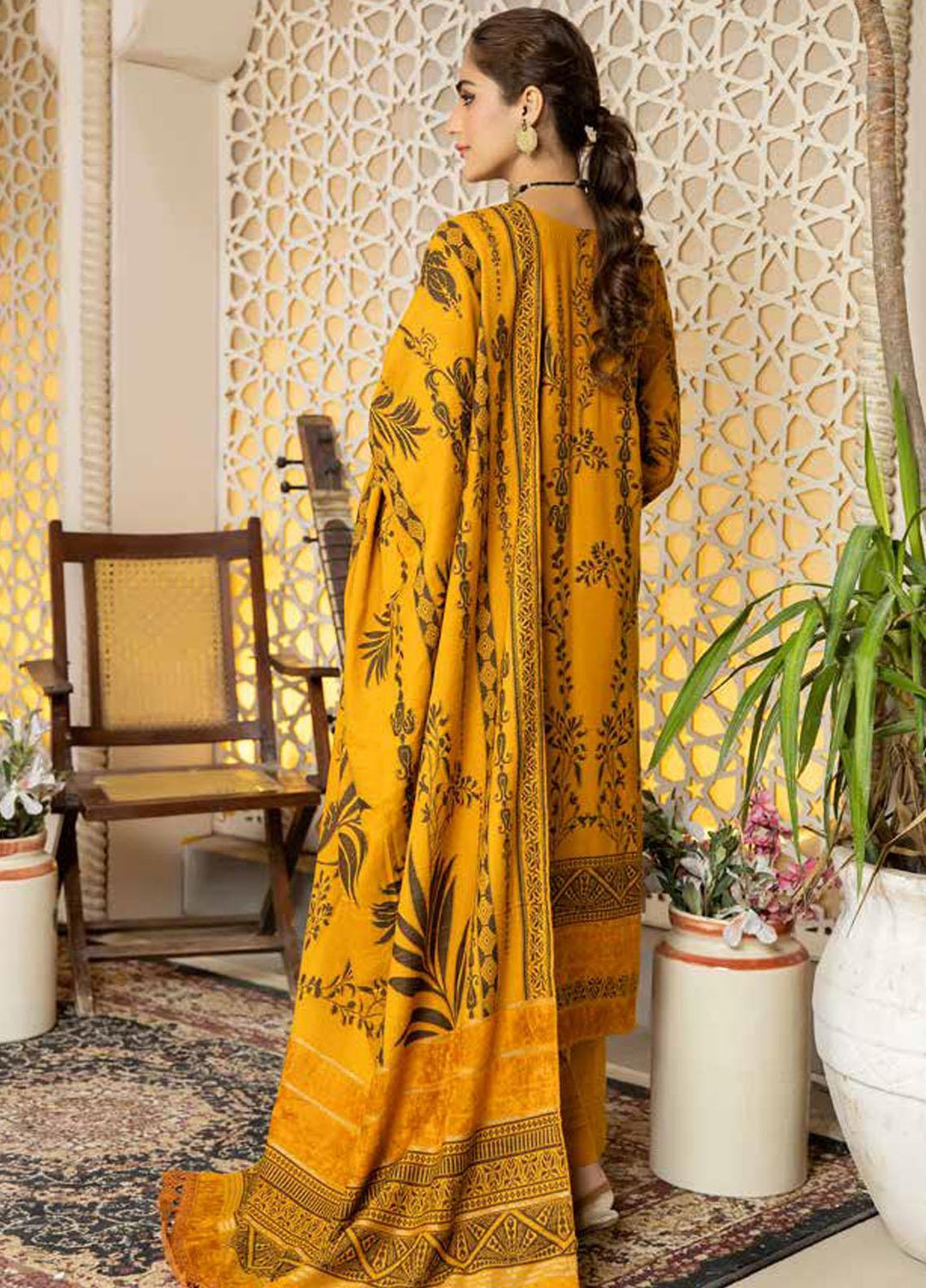Tehzeeb by Riaz Arts Jacquard Leather Peach Suits Unstitched 3 Piece RA22TVJ TL-49 - Winter Collection