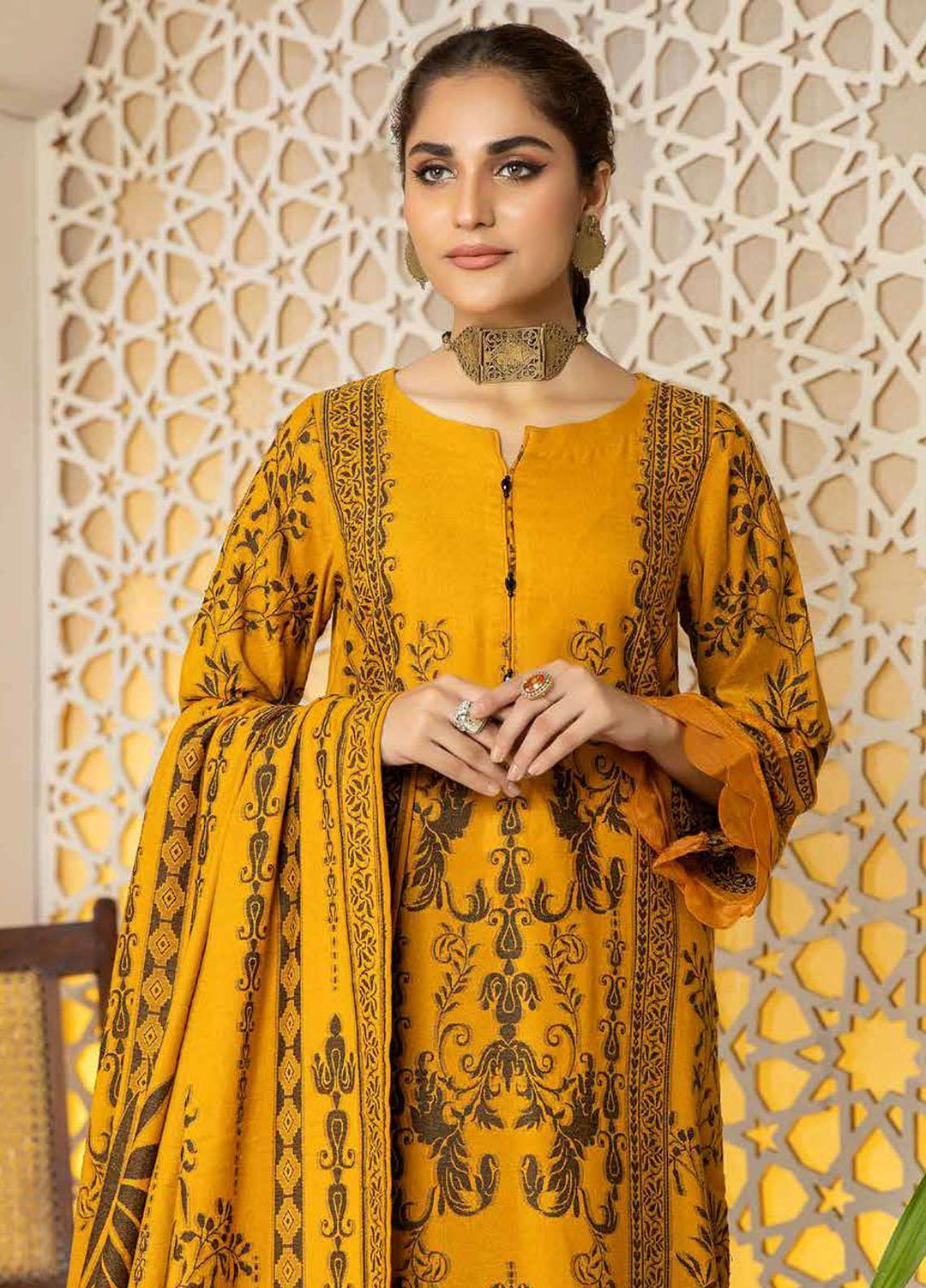 Tehzeeb by Riaz Arts Jacquard Leather Peach Suits Unstitched 3 Piece RA22TVJ TL-49 - Winter Collection