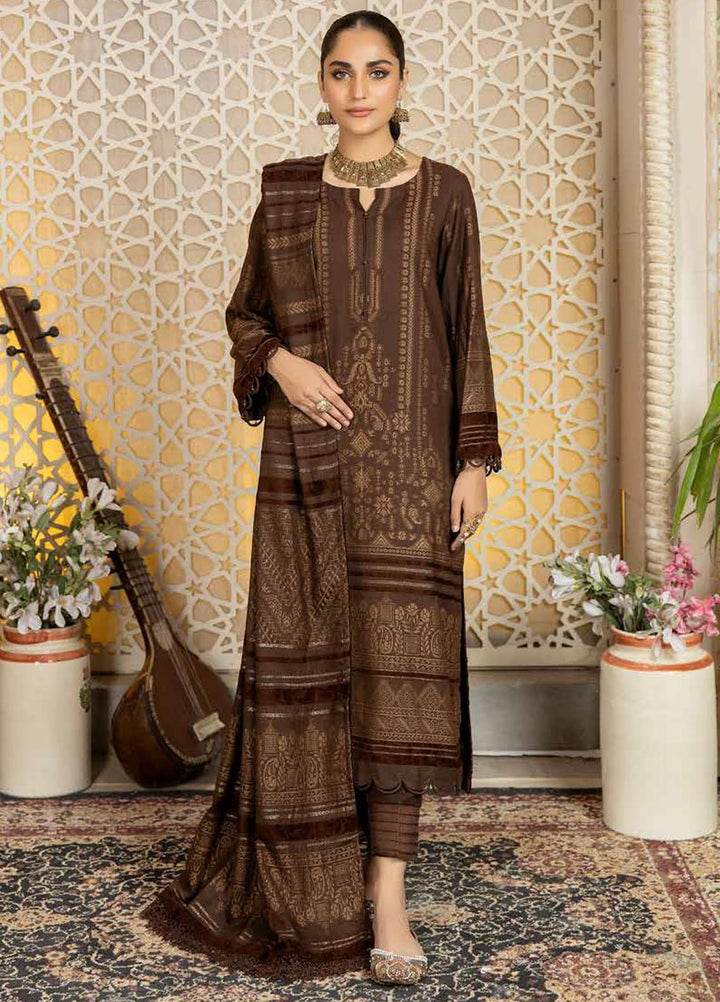 Tehzeeb by Riaz Arts Jacquard Leather Peach Suits Unstitched 3 Piece RA22TVJ TL-50 - Winter Collection