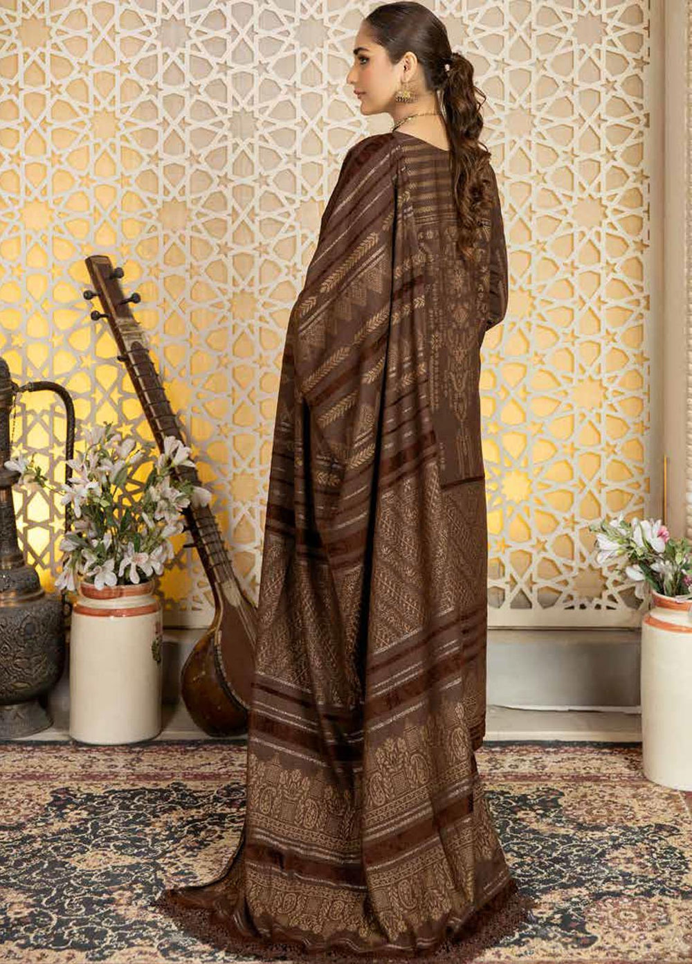 Tehzeeb by Riaz Arts Jacquard Leather Peach Suits Unstitched 3 Piece RA22TVJ TL-50 - Winter Collection