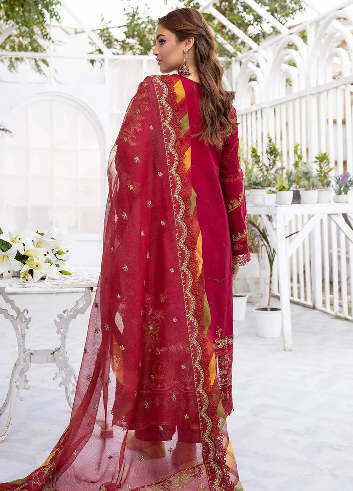 Tessa Embroidered Lawn Suit Unstitched 3 Piece TS24F Carmine Flare - Festive Collection