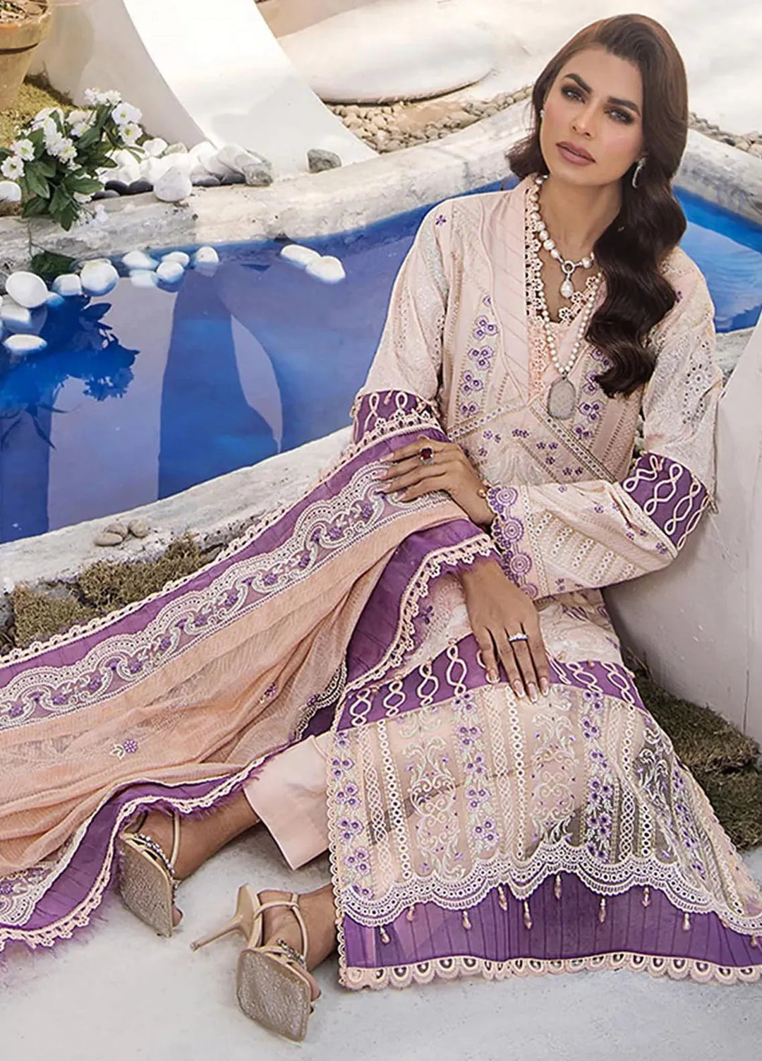 Tessa Embroidered Lawn Suit Unstitched 3 Piece TS24F Carnelian Blossom - Festive Collection
