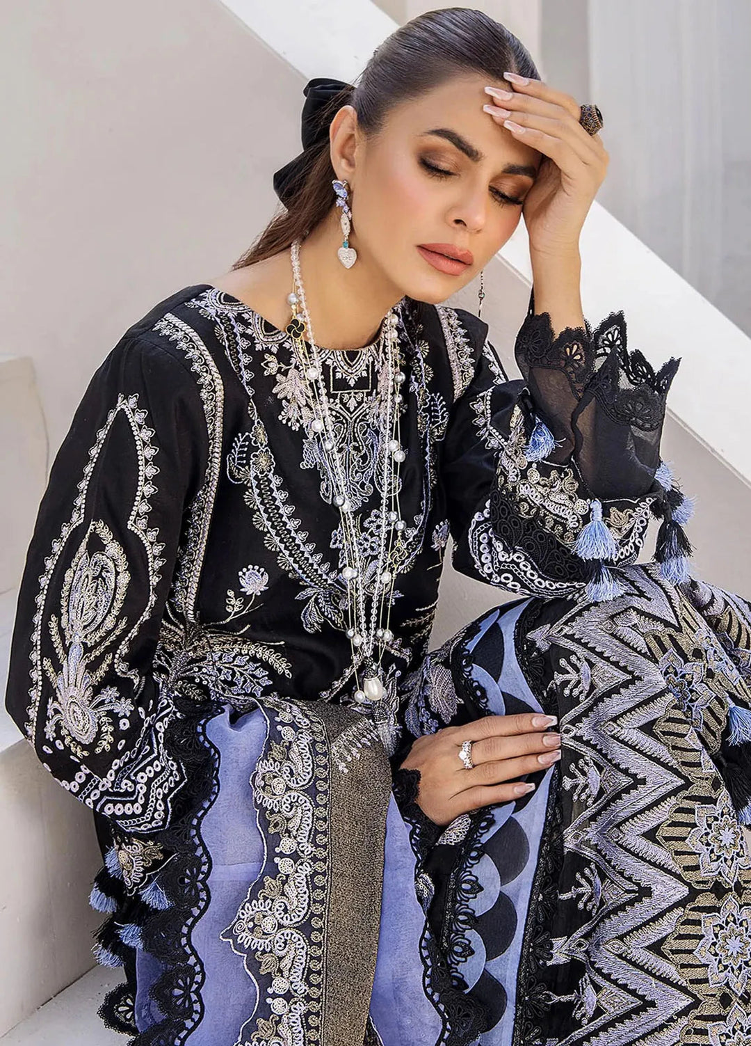 Tessa Embroidered Lawn Suit Unstitched 3 Piece TS24F Enigmatic Night - Festive Collection