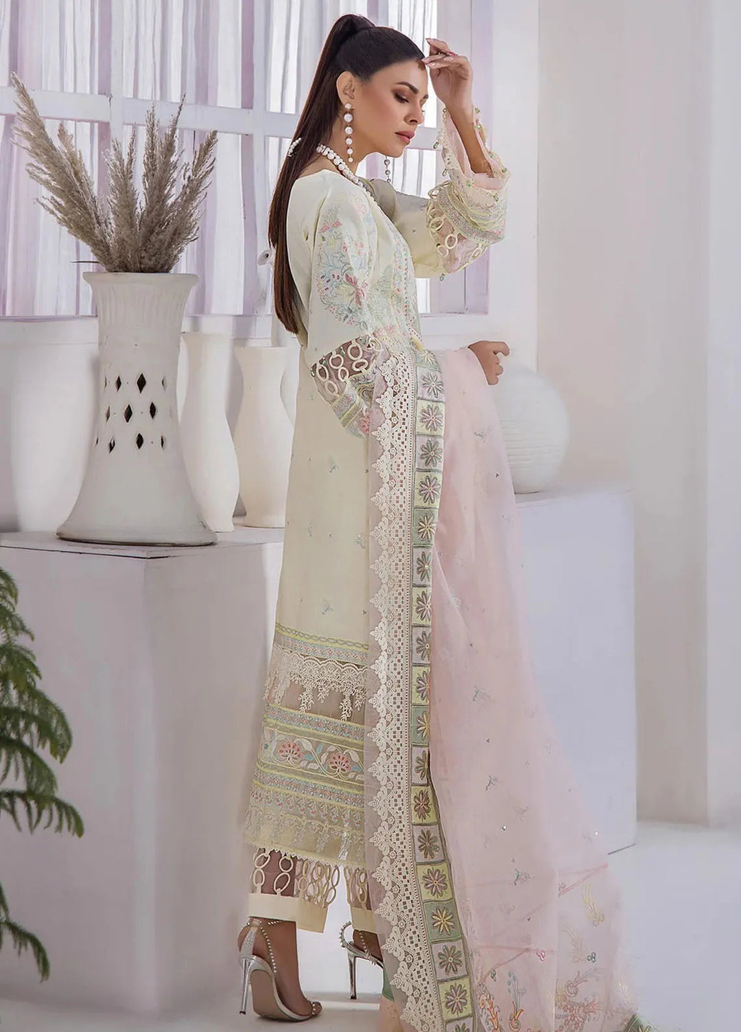 Tessa Embroidered Lawn Suit Unstitched 3 Piece TS24F Gardenia Grace - Festive Collection