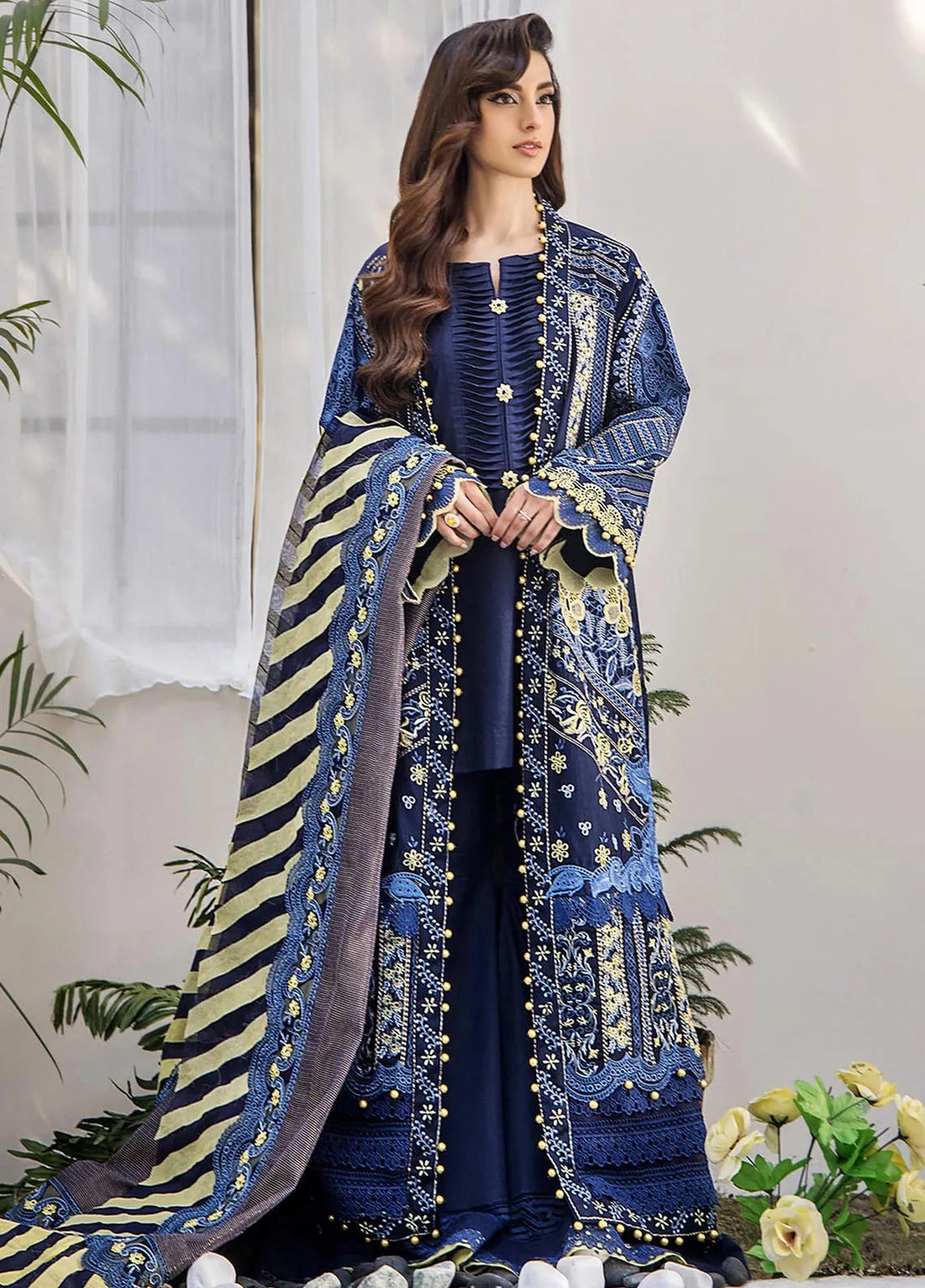 Tessa Embroidered Lawn Suit Unstitched 3 Piece TS24F Midnight Mirage - Festive Collection