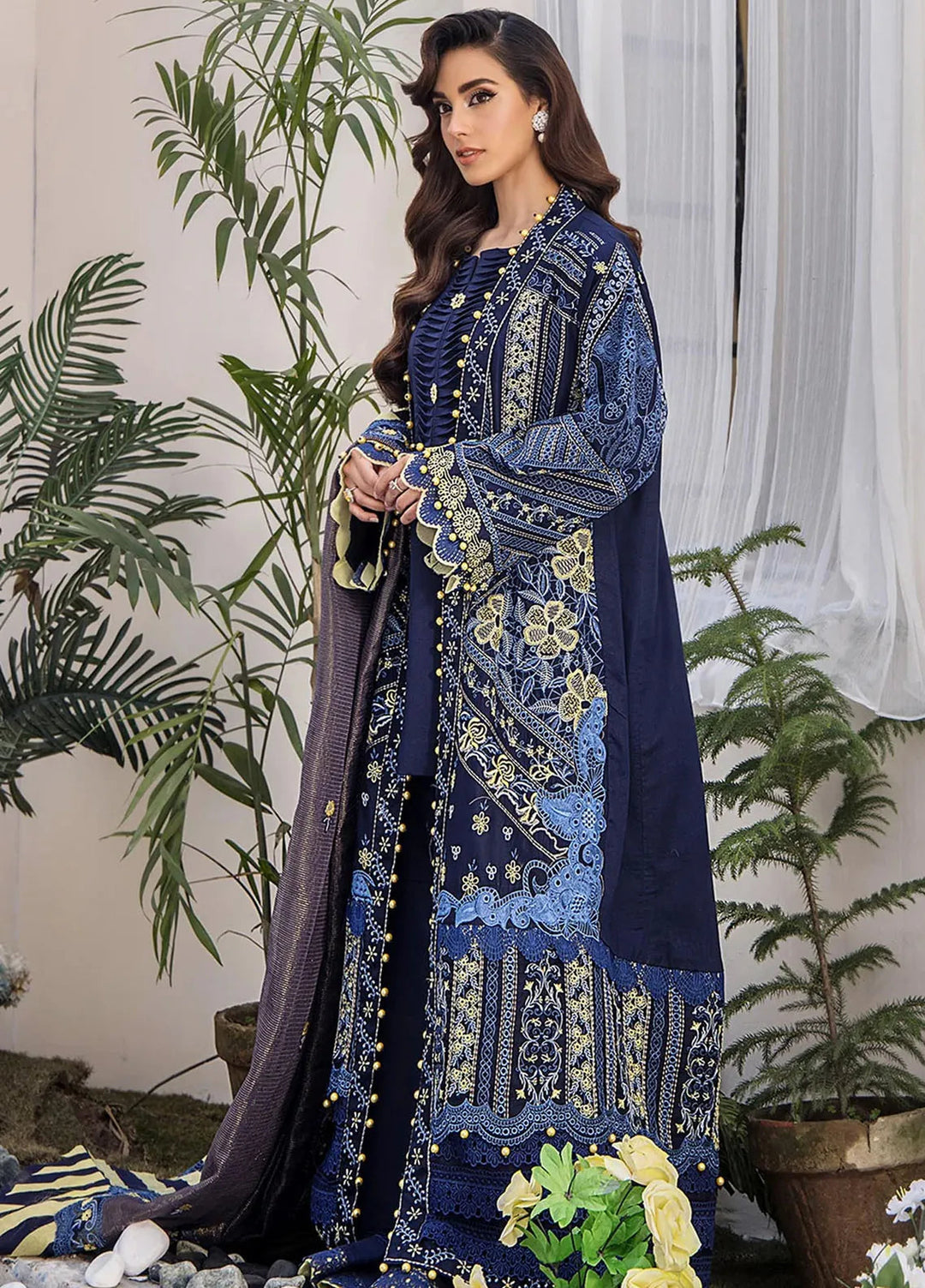 Tessa Embroidered Lawn Suit Unstitched 3 Piece TS24F Midnight Mirage - Festive Collection