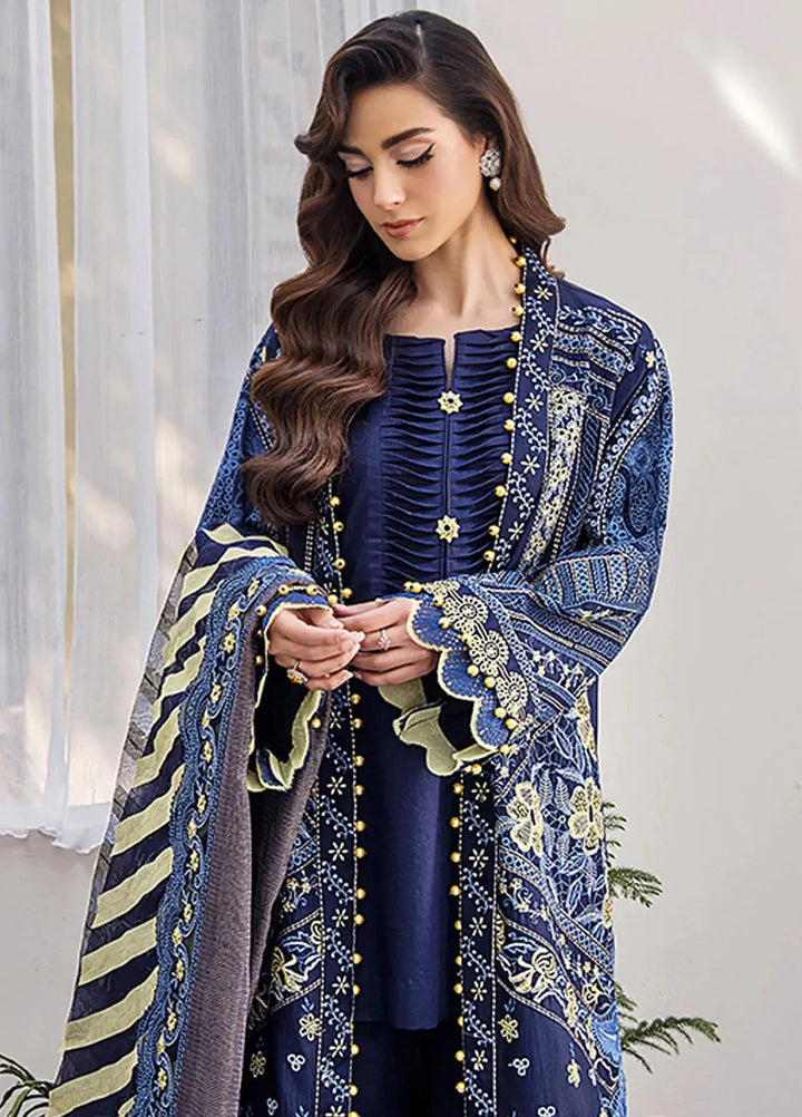 Tessa Embroidered Lawn Suit Unstitched 3 Piece TS24F Midnight Mirage - Festive Collection