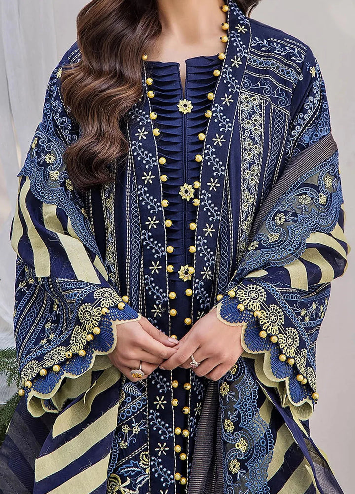 Tessa Embroidered Lawn Suit Unstitched 3 Piece TS24F Midnight Mirage - Festive Collection