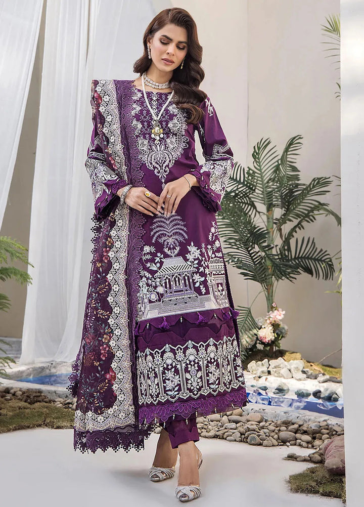 Tessa Embroidered Lawn Suit Unstitched 3 Piece TS24F Violet Persona - Festive Collection