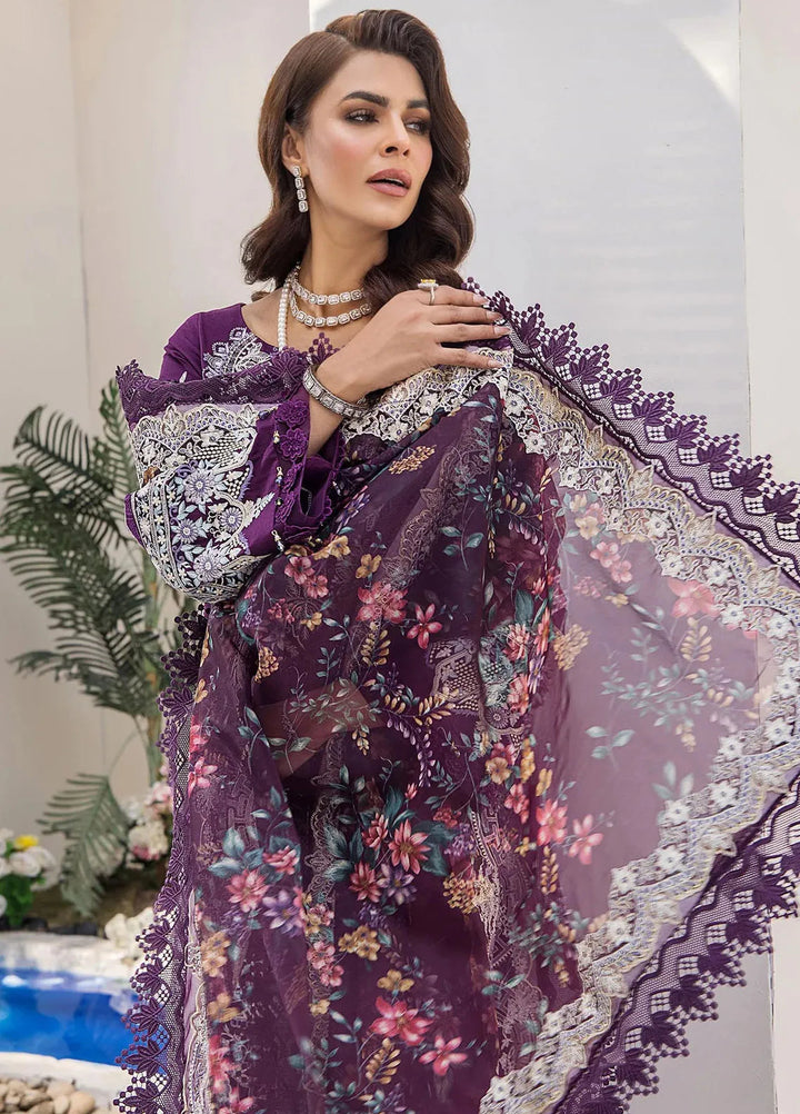 Tessa Embroidered Lawn Suit Unstitched 3 Piece TS24F Violet Persona - Festive Collection