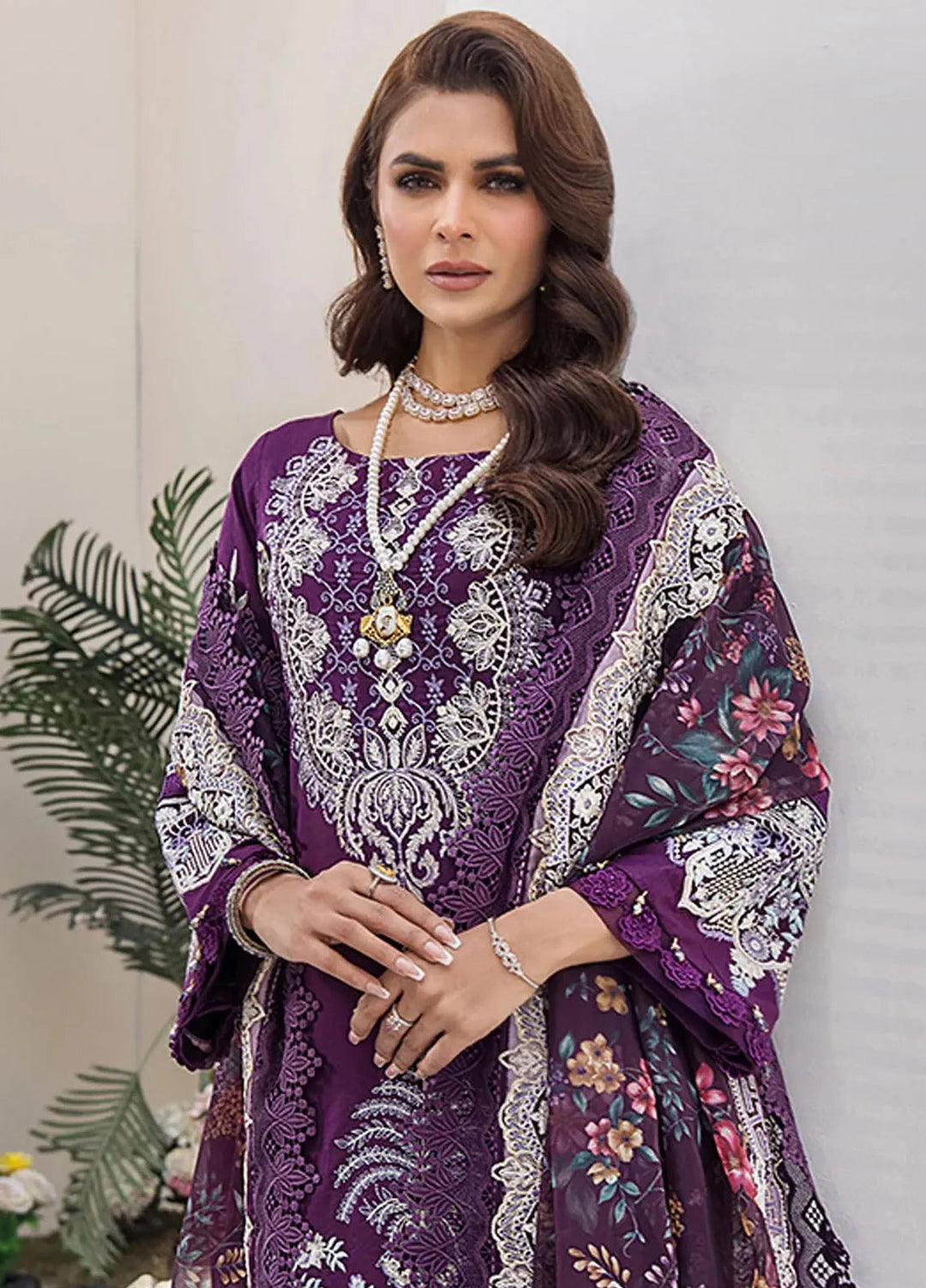 Tessa Embroidered Lawn Suit Unstitched 3 Piece TS24F Violet Persona - Festive Collection