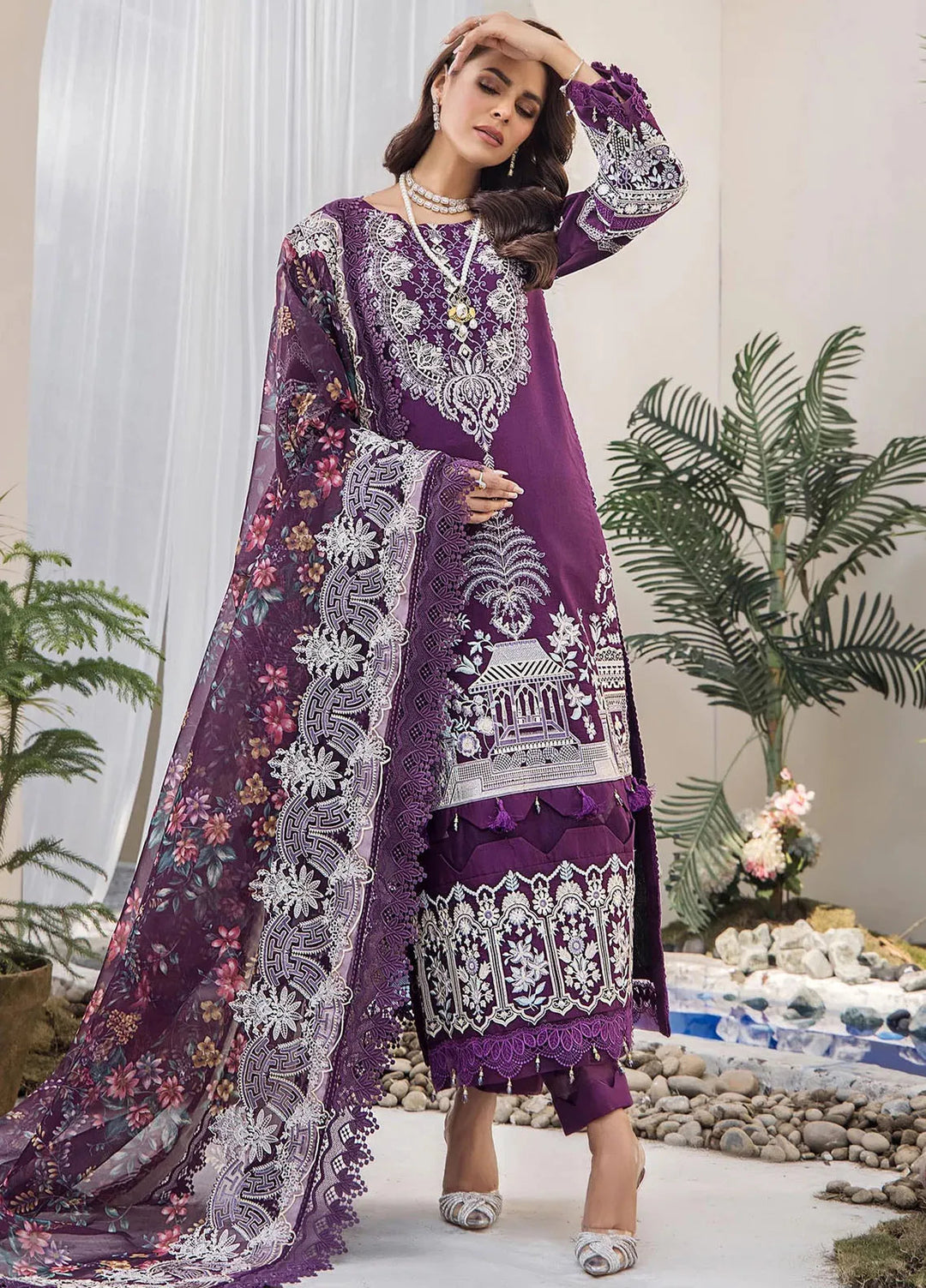 Tessa Embroidered Lawn Suit Unstitched 3 Piece TS24F Violet Persona - Festive Collection