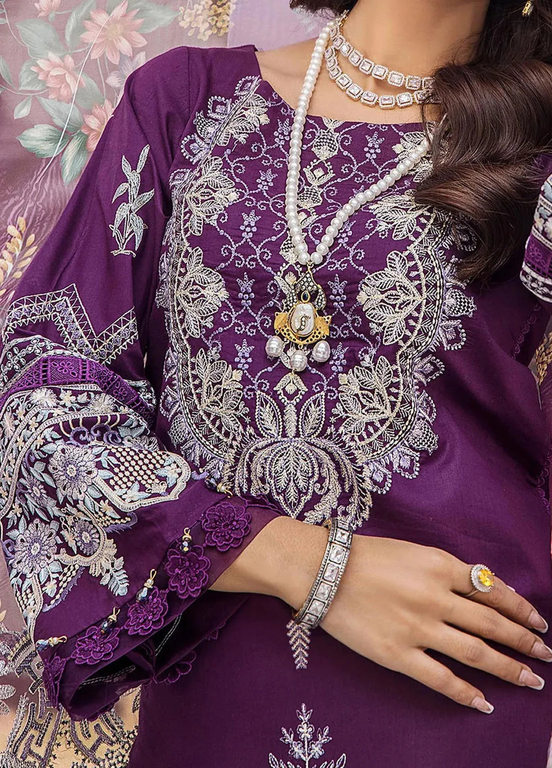 Tessa Embroidered Lawn Suit Unstitched 3 Piece TS24F Violet Persona - Festive Collection