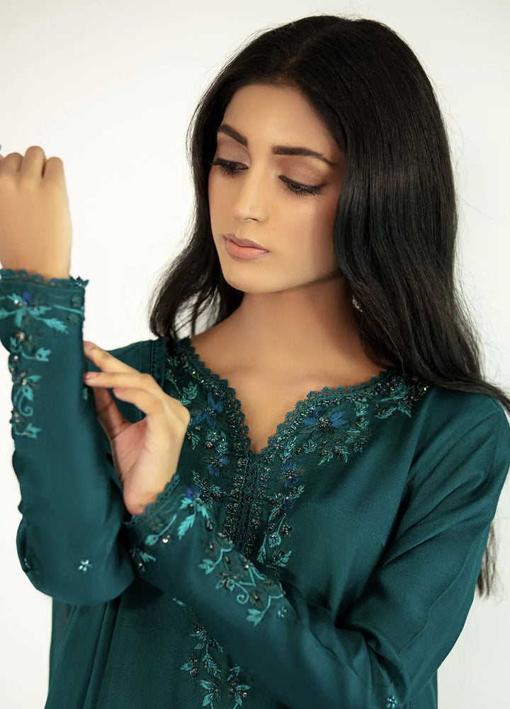 Textile Lime Pret Embroidered Raw Silk 3 Piece Suit Elvan