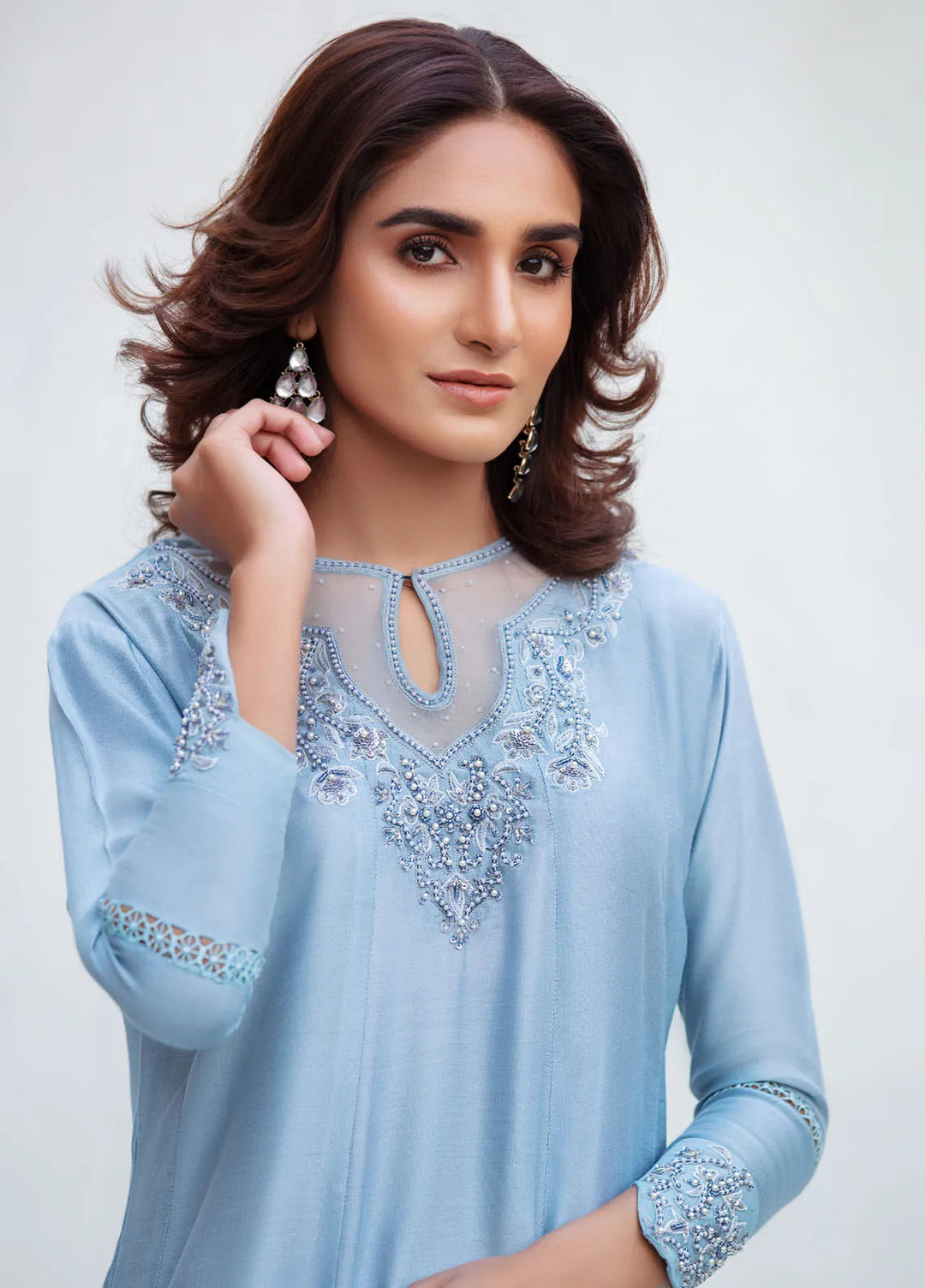 Textile Lime Pret Embroidered Raw Silk 3 Piece Suit Zagrer