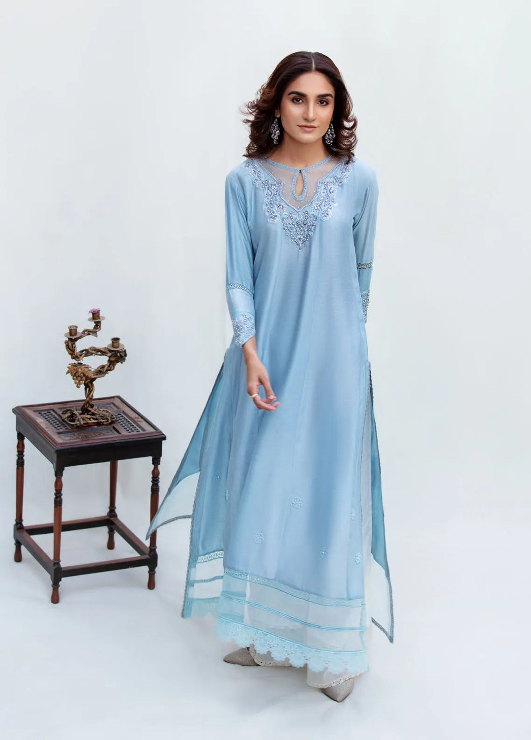 Textile Lime Pret Embroidered Raw Silk 3 Piece Suit Zagrer