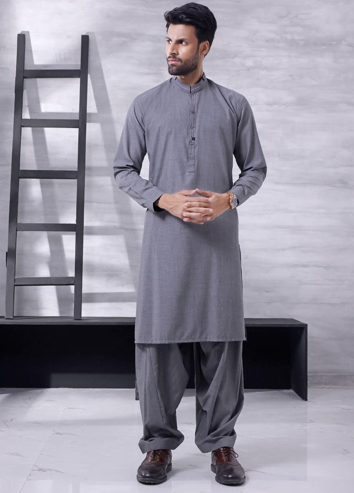 The Great Master (TGM) Wash N Wear Formal Shalwar Kameez for Men - TGM21KS Old Silver